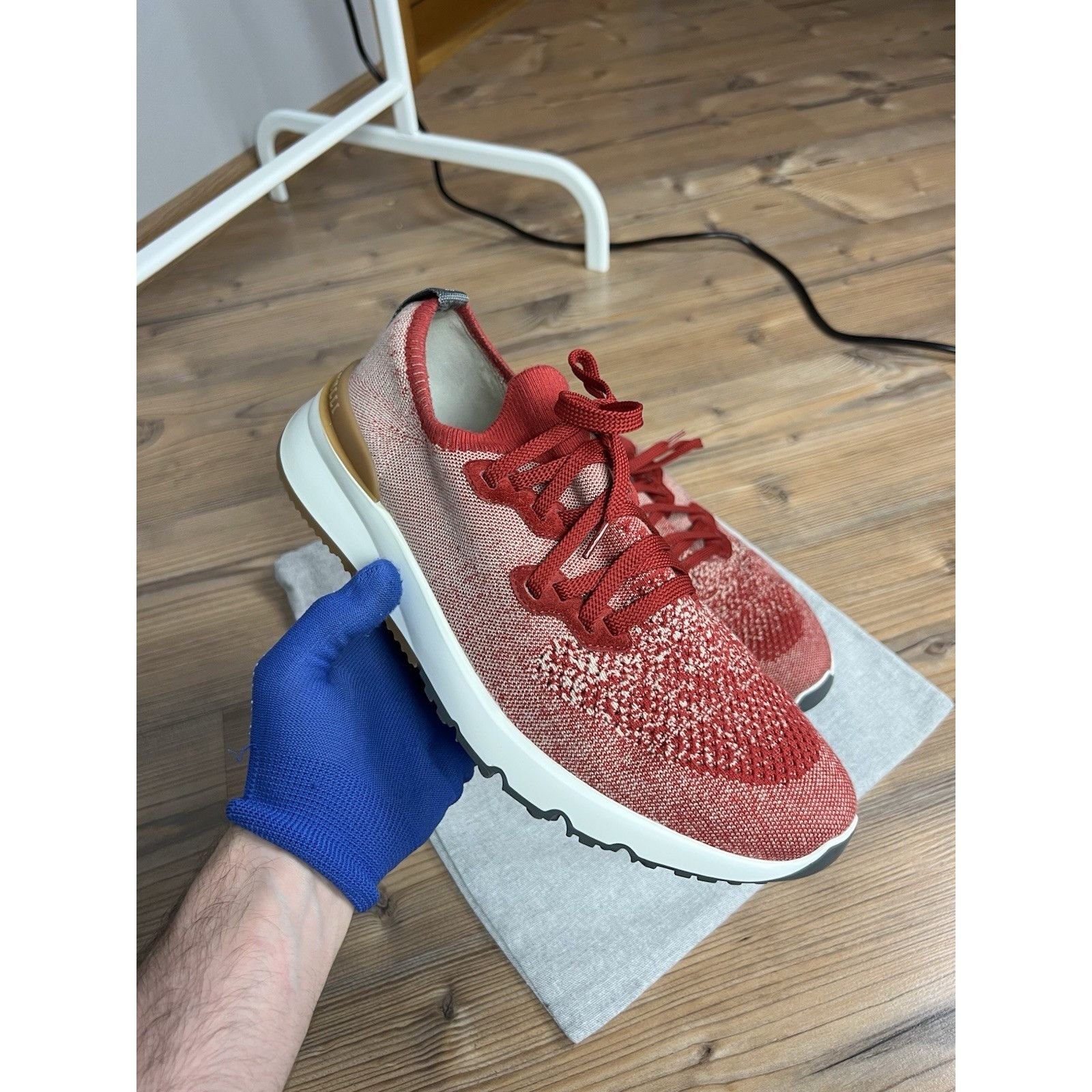 Brunello Cucinelli MINT! Brunello Cucinelli Suede-Trimmed Stretch-Knit Sneakers Size US 10 / EU 43 - 2 Thumbnail