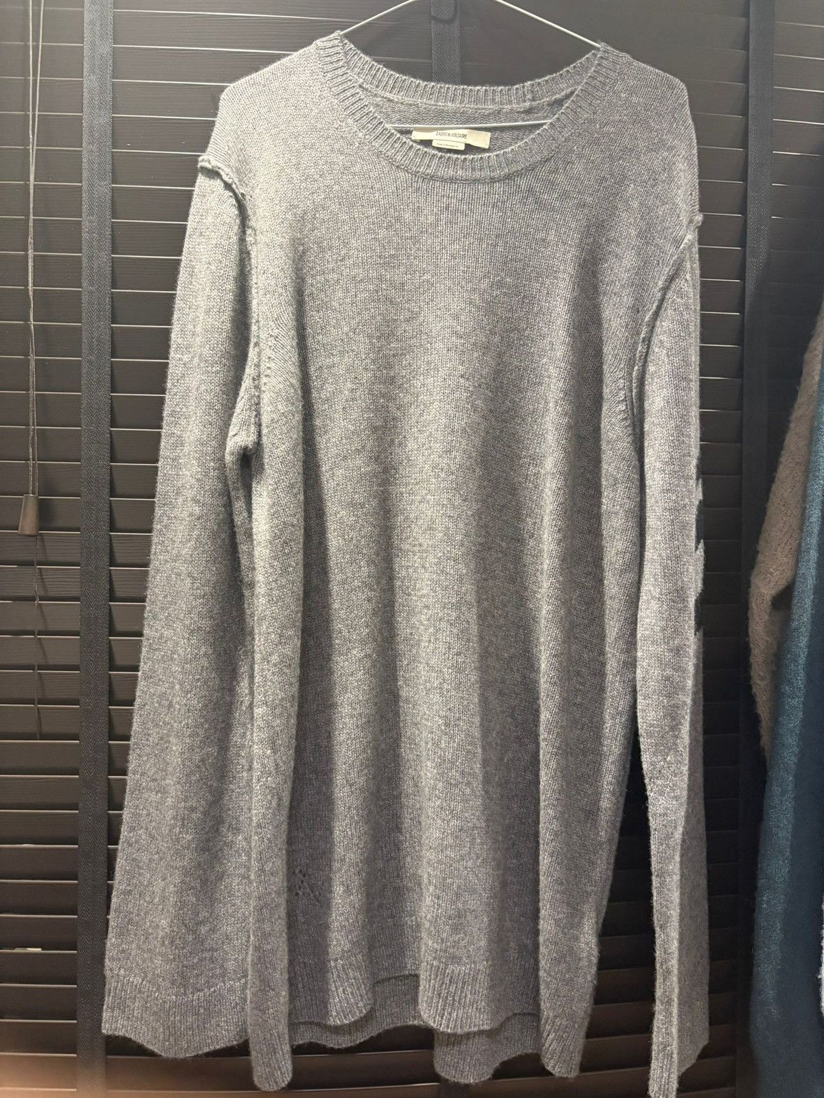 Zadig & Voltaire Gray Cashmere Sweater with Striped Arm Size US XXL / EU 58 / 5 - 1 Thumbnail