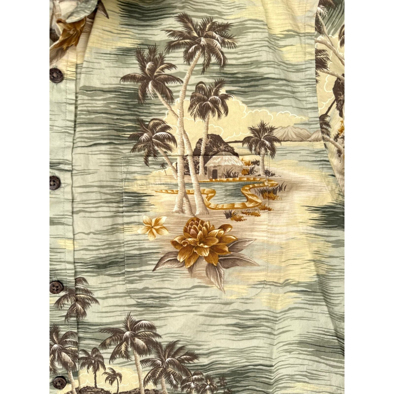 Vintage Hula Hula Shirt Men L Beige Floral Leaf Button-Up Hawaiian 100% Rayon Pocket Styles: All Seasons, Breathable, Pockets Vintage: No Size US L / EU 52-54 / 3 - 6 Thumbnail