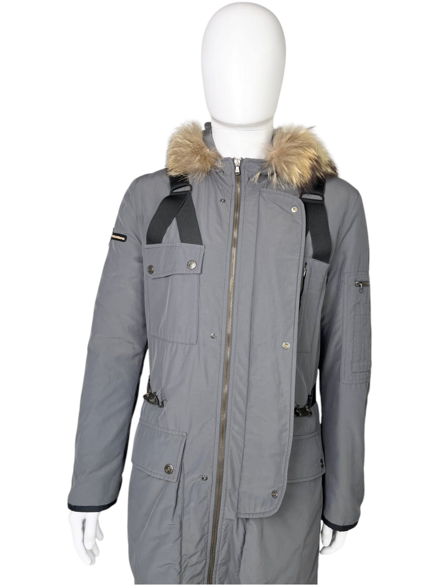 Dolce & Gabbana A/W 2003 Bondage Grey Technical Parka with Fur-Trimmed Hood Size US M / EU 48-50 / 2 - 6 Thumbnail