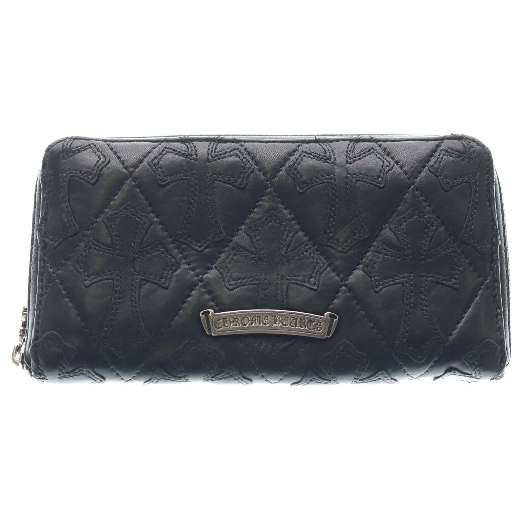 Chrome Hearts Chrome Hearts Black Leather Cemetery Cross Zip