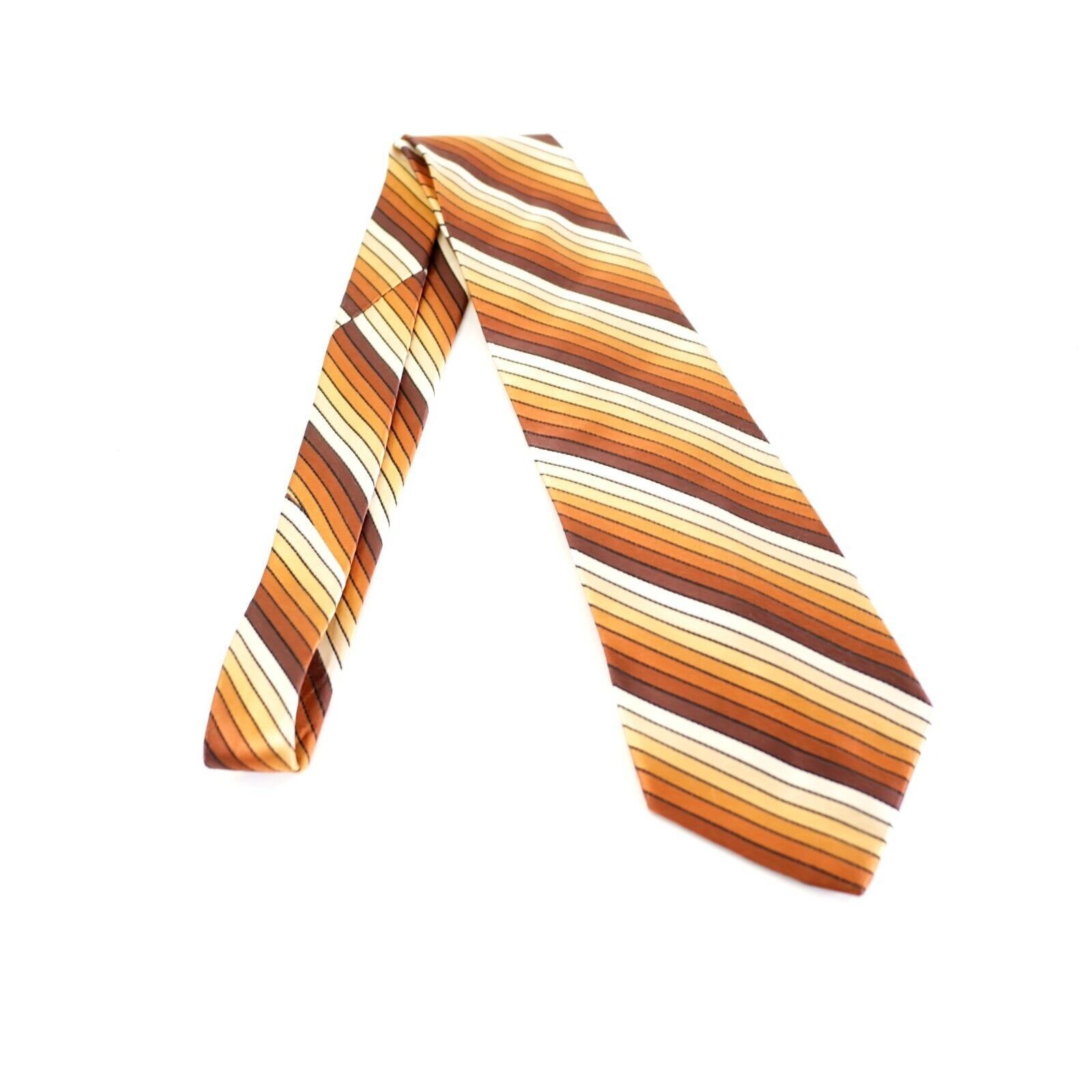 Arrow Arrow Tan Orange Striped Woven Wide Silk Tie Size ONE SIZE - 6 Thumbnail