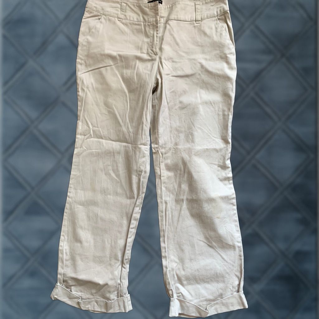 Vintage New York & Company Stretch Women's Beige Tan Career Cuffed Pants 12P Cuffed Size 34" / US 12 / IT 48 - 1 Thumbnail