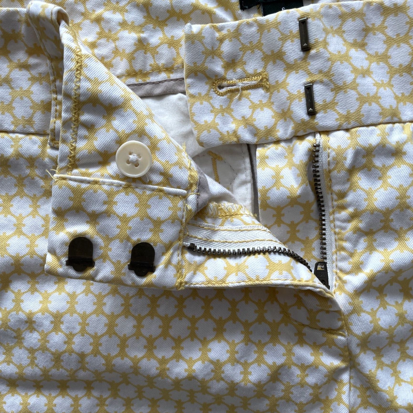 J.Crew Vtg J.Crew City Fit Straight Leg Pants Size 6 Geometric Slacks Office Career Womens Subtle Yellow Size 28" / US 6 / IT 42 - 4 Thumbnail
