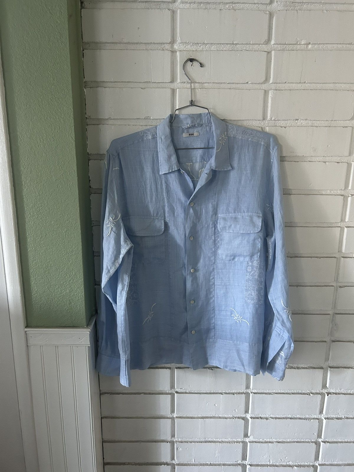 Bode Bode 1of1 Embroidered Fleur Shirt (sz XL/XXL) Size US XL / EU 56 / 4 - 1 Thumbnail