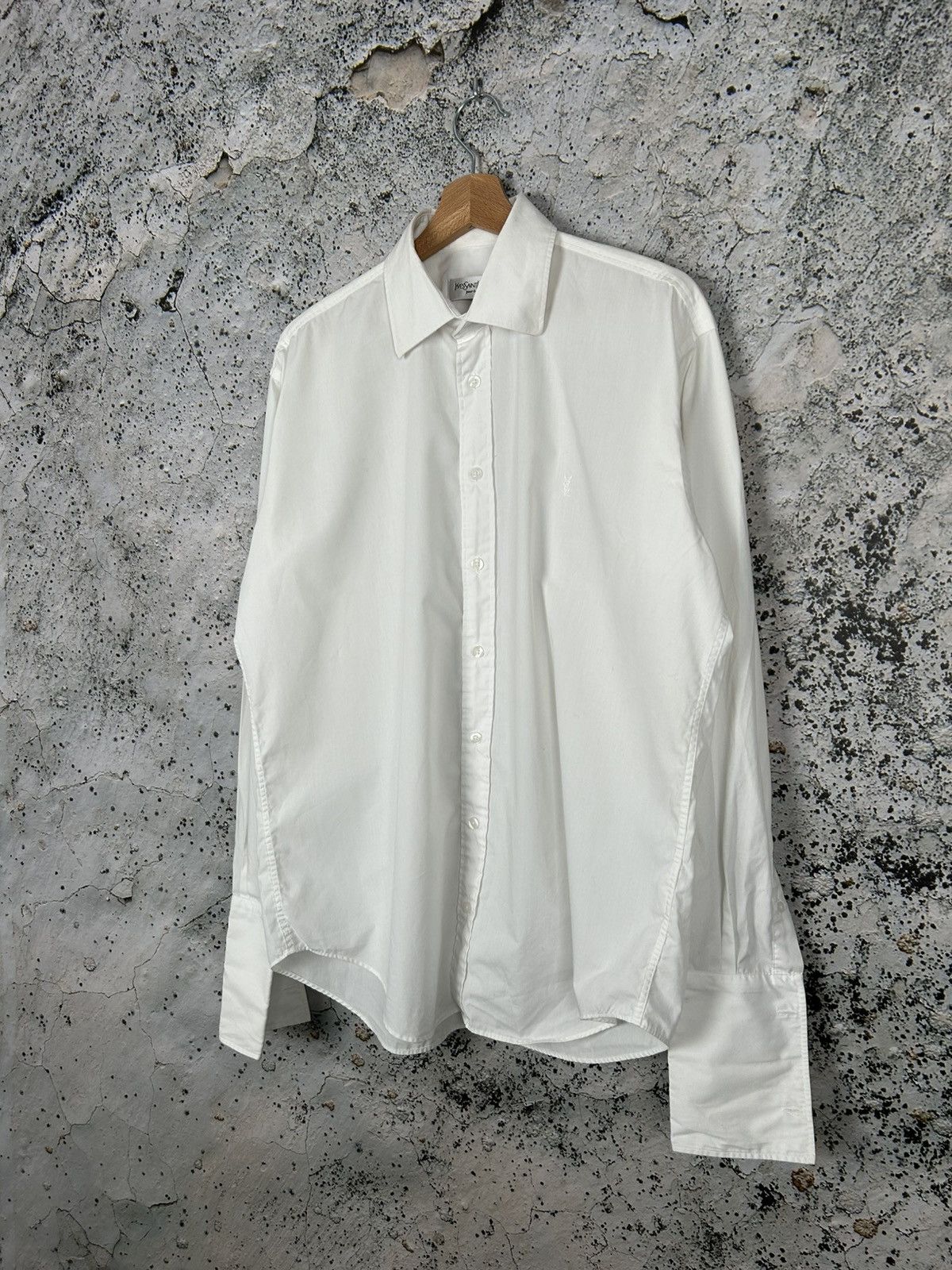 Yves Saint Laurent Vintage Yves Saint Laurent Pour Homme White Designer Shirt Size US L / EU 52-54 / 3 - 2 Thumbnail