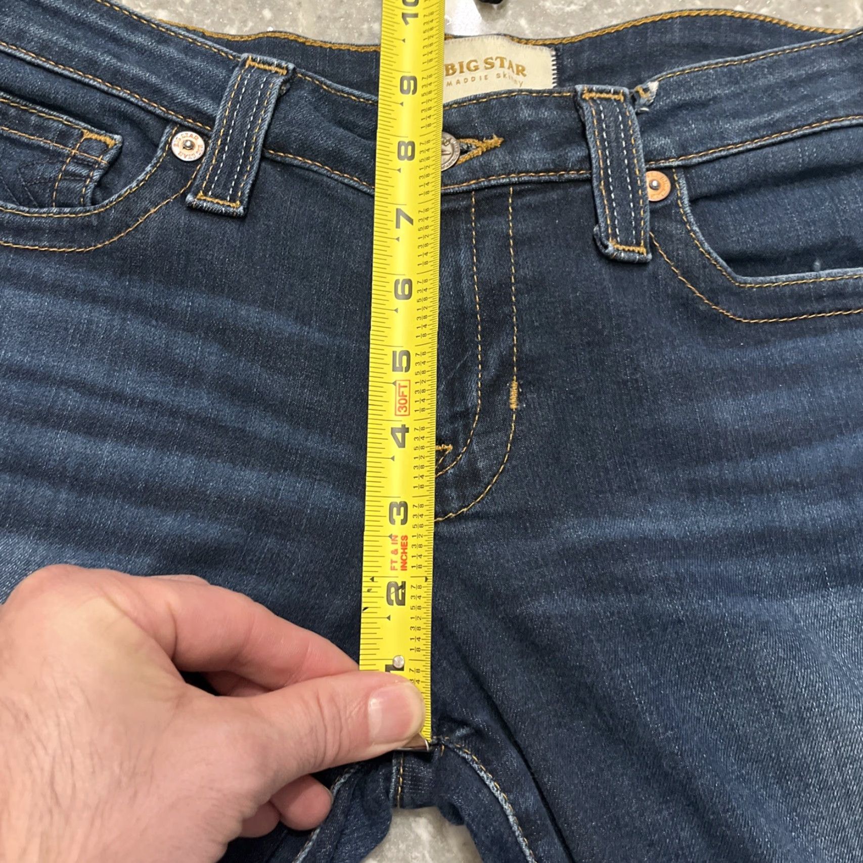 Vintage BIG STAR Jeans Maddie Skinny Womens 27 Regular Blue Denim Stretch Pockets 90s Stars Vintage Collection Size 27" / US 4 / IT 40 - 5 Thumbnail