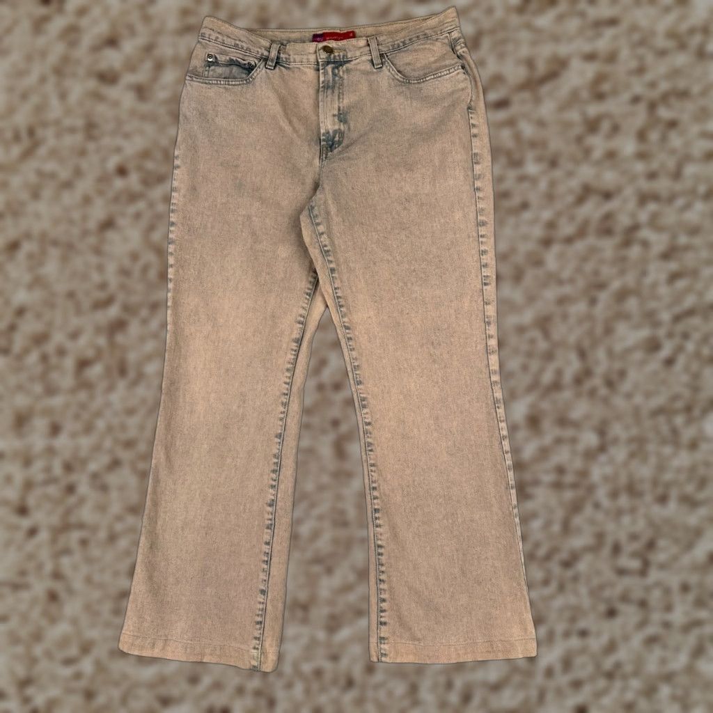 Vintage Womyn Jeans Ladies 30x26 Beige Cotton Blend Bootcut Wide Leg Mid Rise Regular 10 Casual Everyday Jeans Womens Size 32" / US 10 / IT 46 - 1 Thumbnail