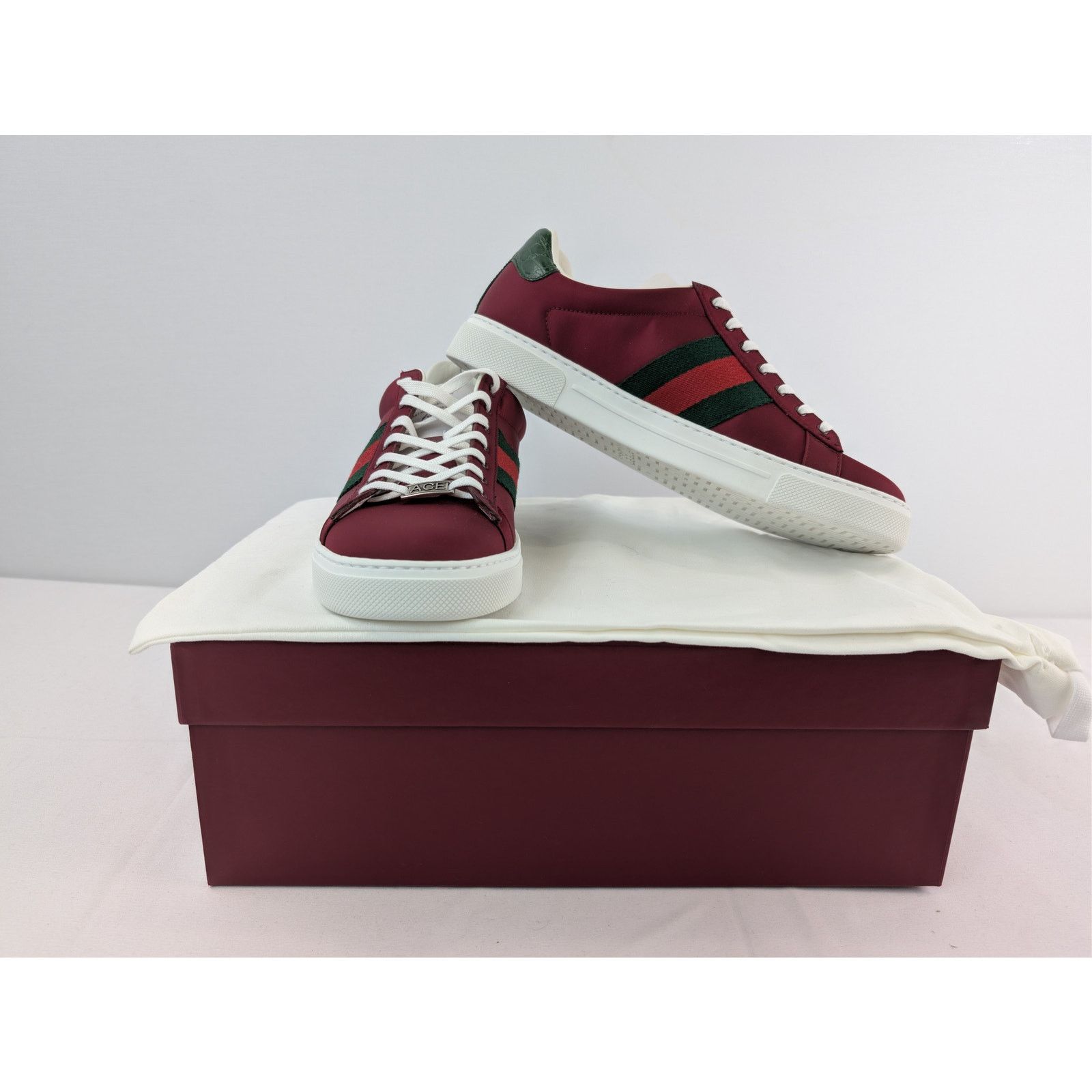 Gucci o1rshd1 Ace leather-trimmed sneakers in Red Size US 9.5 / EU 42-43 - 19 Thumbnail