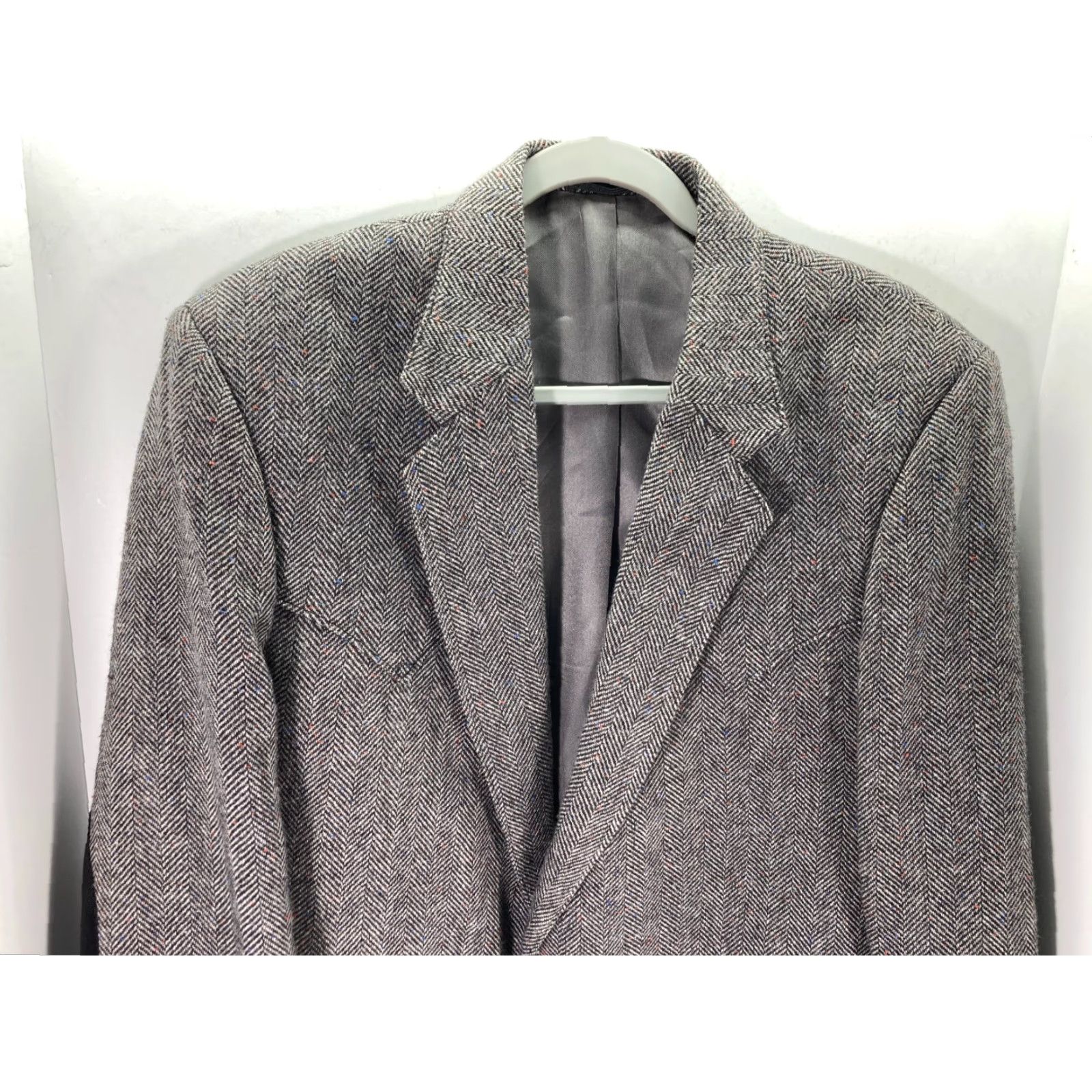 Vintage VINTAGE Circle S Dallas Texas Western Blazer Sportcoat Mens 42L Gray Herringbone Wool Size 42R - 4 Thumbnail