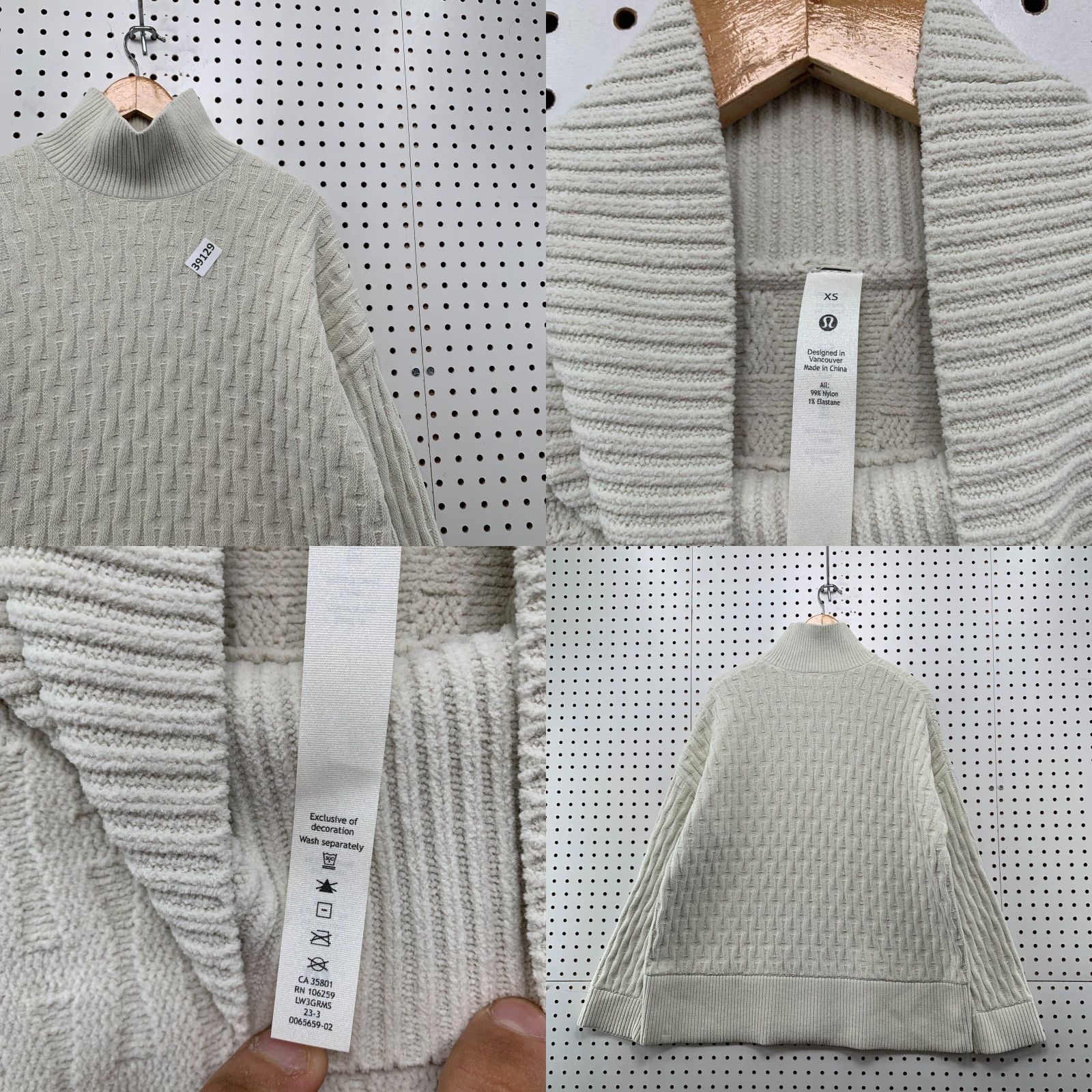 Lululemon VINTAGE Lululemon Knit Sweater Shirt Womens XS Relaxed Oversized Ivory Mockneck 25x28 90s Women’s Pullover Size XS / US 0-2 / IT 36-38 - 8 Thumbnail