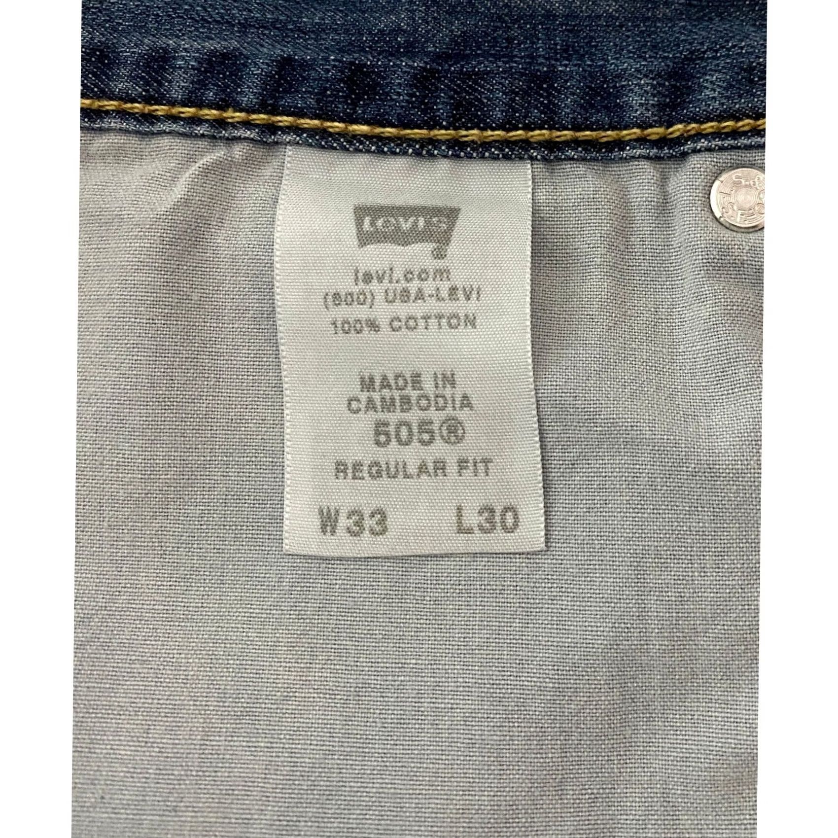 Levi's Levi's 505 Regular Fit Jeans Mens 33x30 Medium Wash Blue Straight Leg 100% Cotton Size US 33 - 8 Thumbnail
