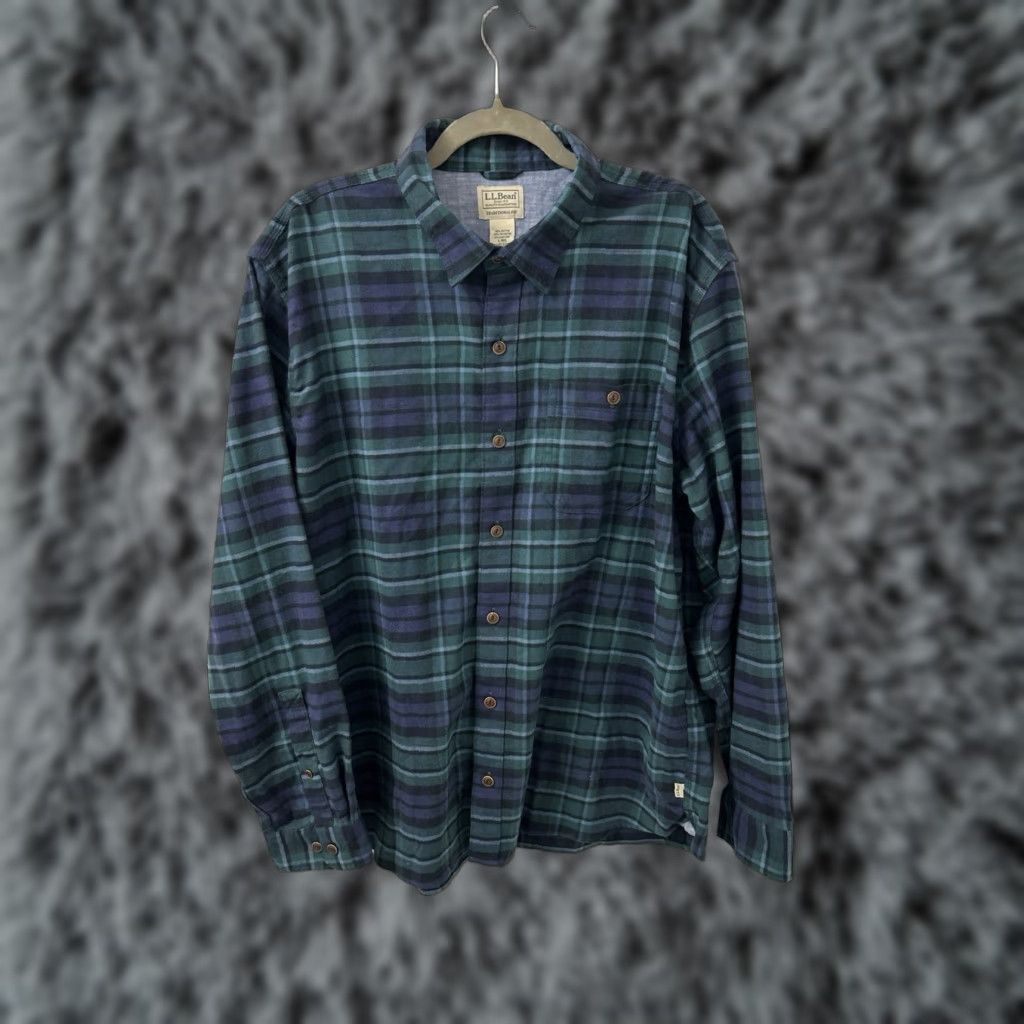 Vintage LL Bean Beanflex All Season Flannel Shirt Mens L Green Plaid Traditional 513053 Size US L / EU 52-54 / 3 - 1 Thumbnail