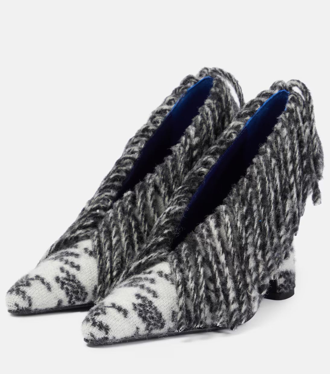 Burberry o1w1db10125 Check Wool Sweep Pumps in Black/White Size US 7.5 / IT 37.5 - 5 Thumbnail