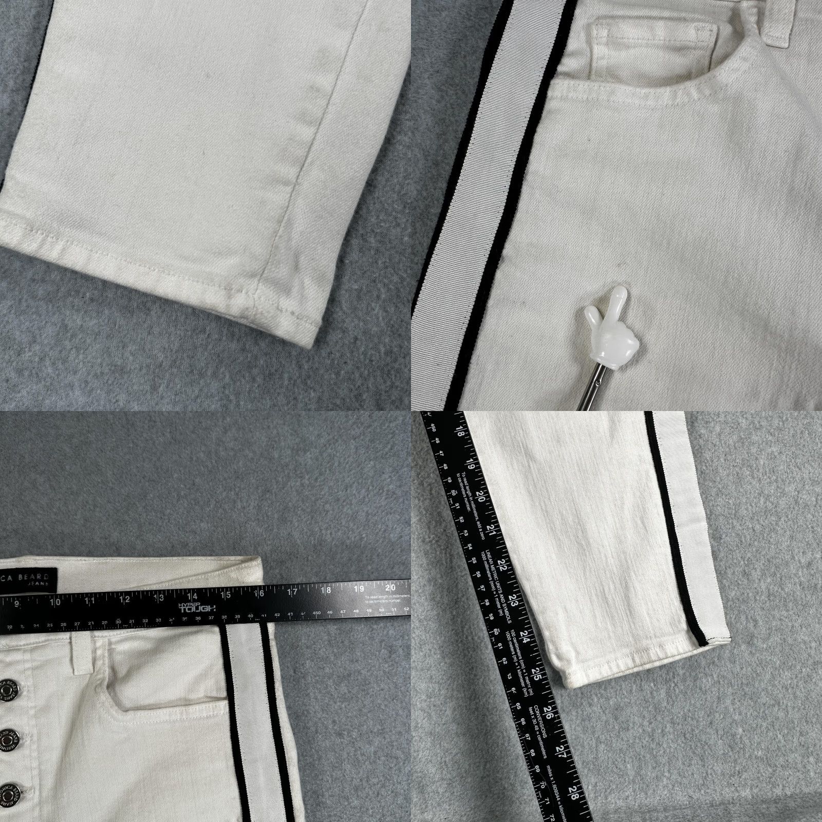 Veronica Beard Veronica Beard Jeans Womens 32/14 White Side Stripe Skinny High Rise Denim Tailored Stretch Pockets USA Size 24" / US 00 / IT 34 - 8 Thumbnail
