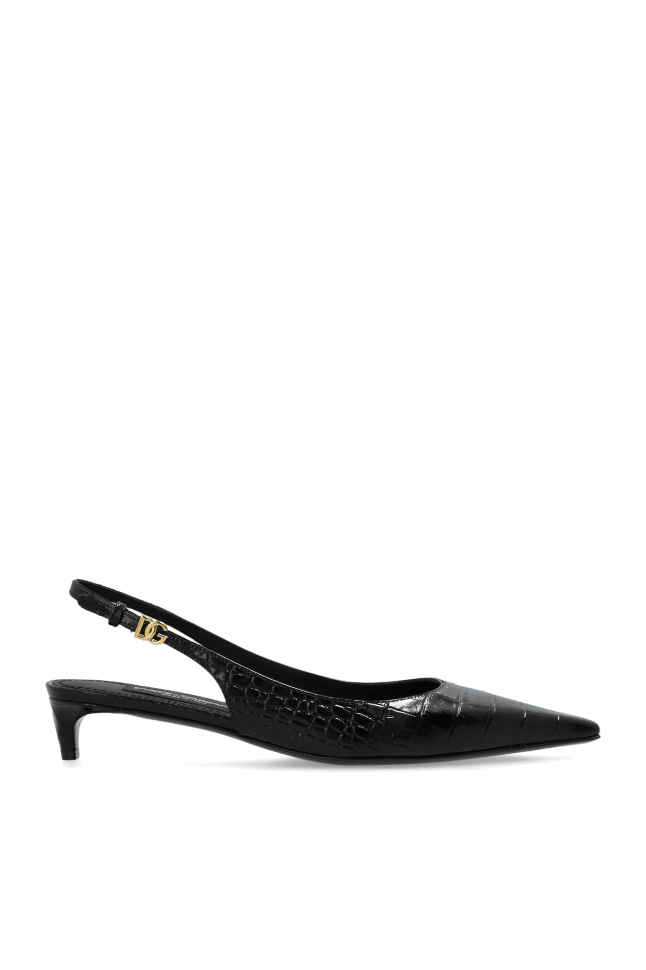 Dolce & Gabbana o1s22i1n0225 Cocco Print Leather Slingback Pumps in Black Size US 11 / IT 41 - 1 Thumbnail