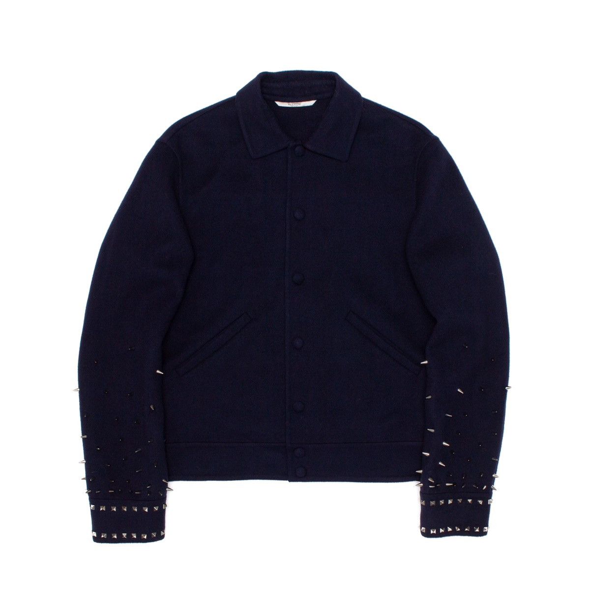 Valentino 2.5k$ VALENTINO Wool Spikes Studded Bomber Jacket Navy Size US S / EU 44-46 / 1 - 2 Thumbnail