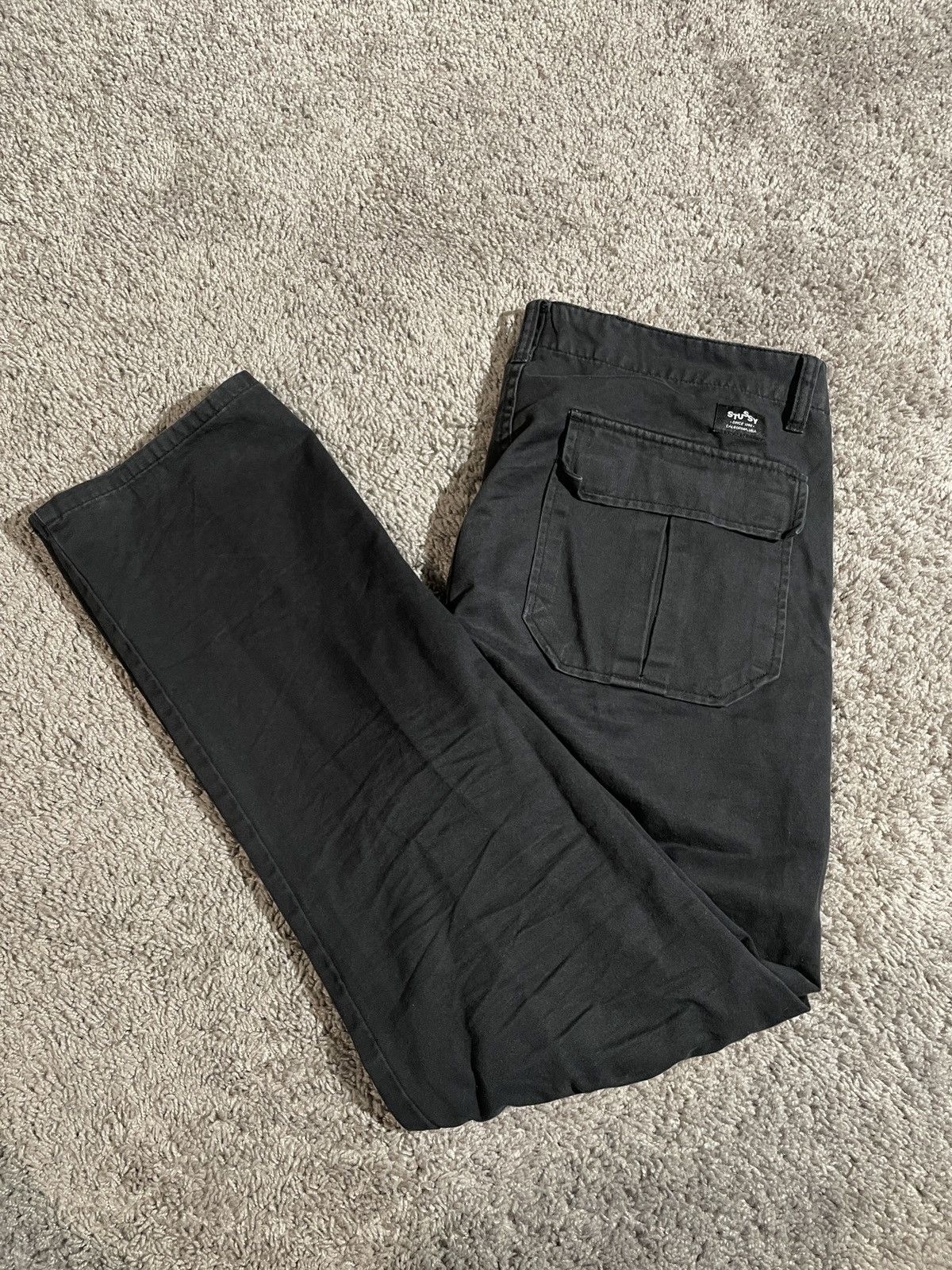 Vintage Stussy Y2K Loose Black Cargo Pants