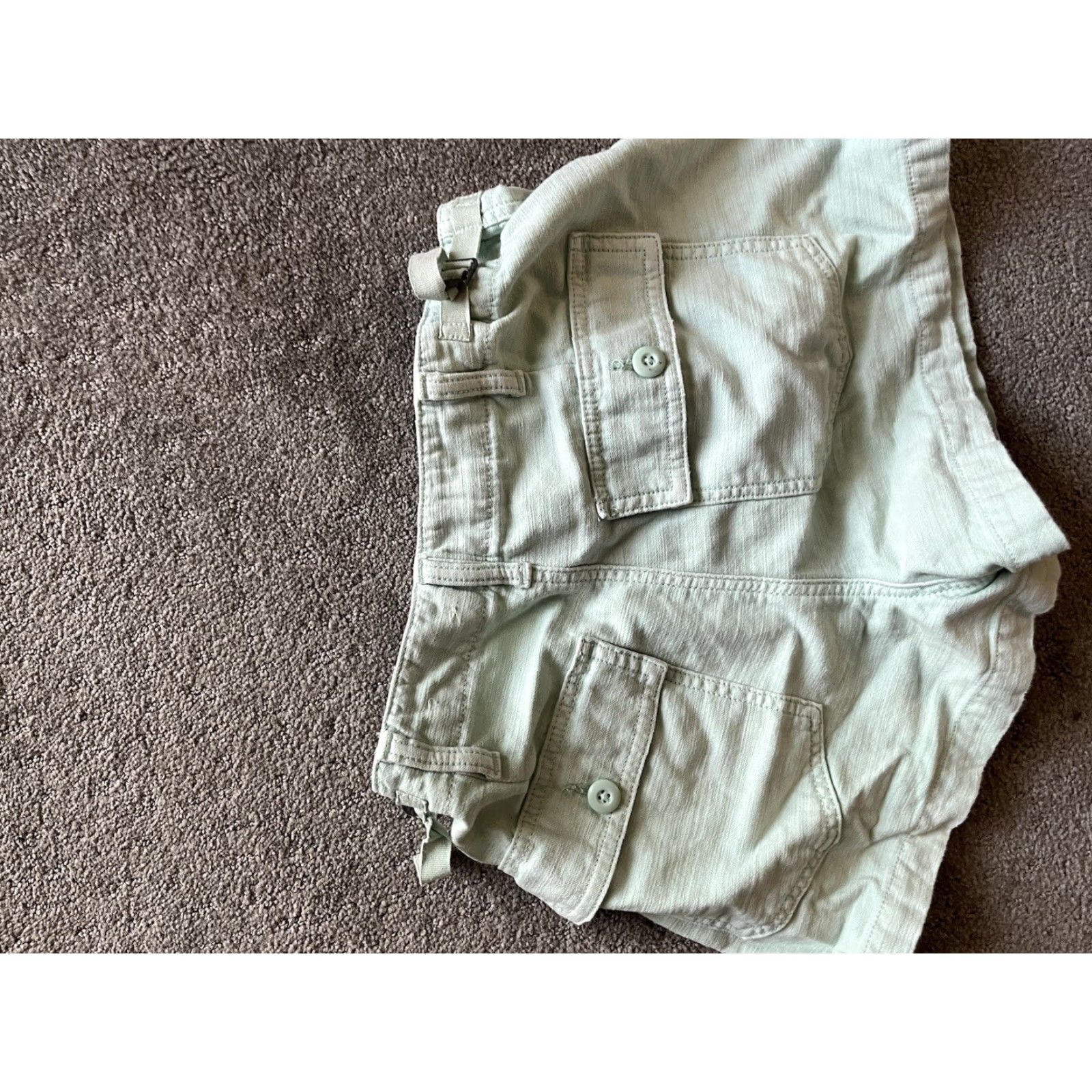American Eagle Outfitters VINTAGE American Eagle Outfitters Denim Short Women Size 4 Green Buckle Chino Cotton Blend Spandex 90s Theme Womens Size 27" / US 4 / IT 40 - 2 Thumbnail