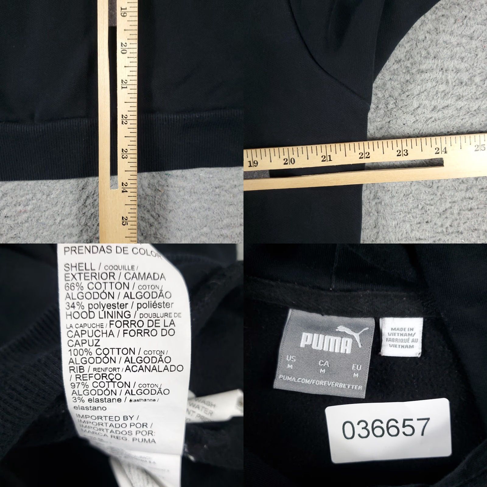 Puma PUMA Hoodie Mens Medium Black Casual Pullover Sweatshirt Size US M / EU 48-50 / 2 - 8 Thumbnail