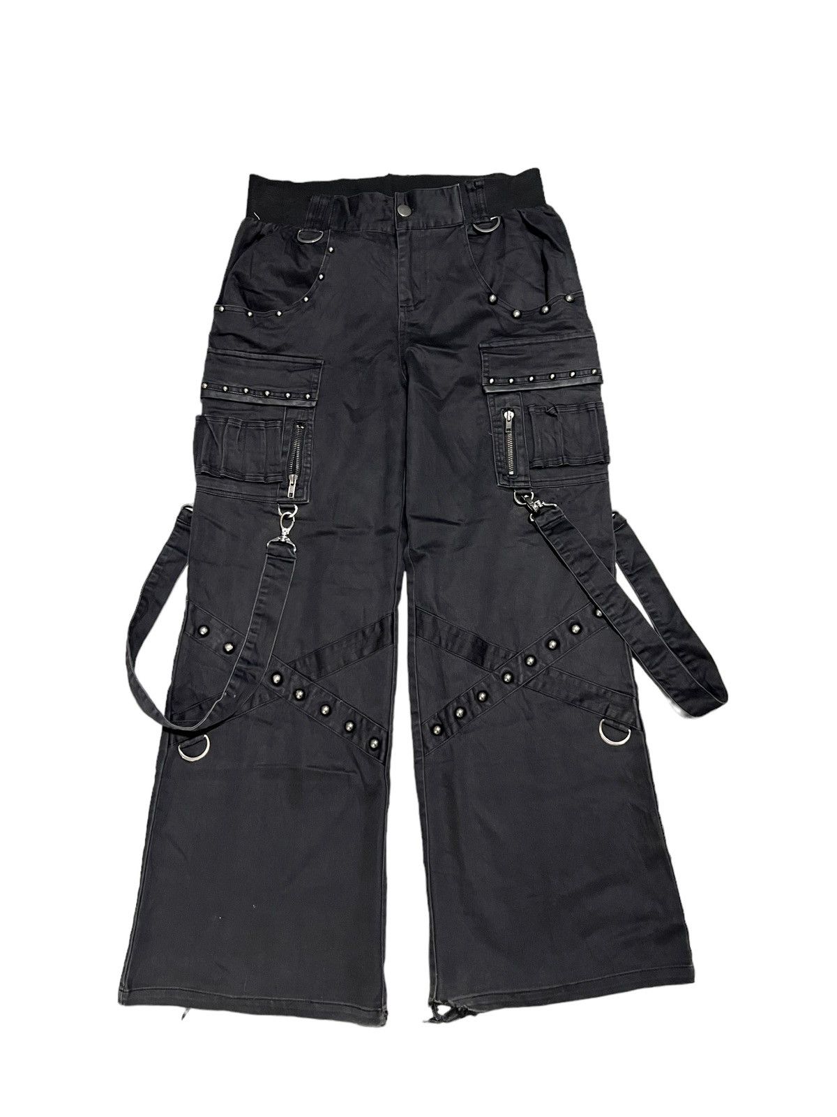 image of Jean Paul Gaultier Studded Bondage Pants Widelegs in Black, Men's (Size 30)