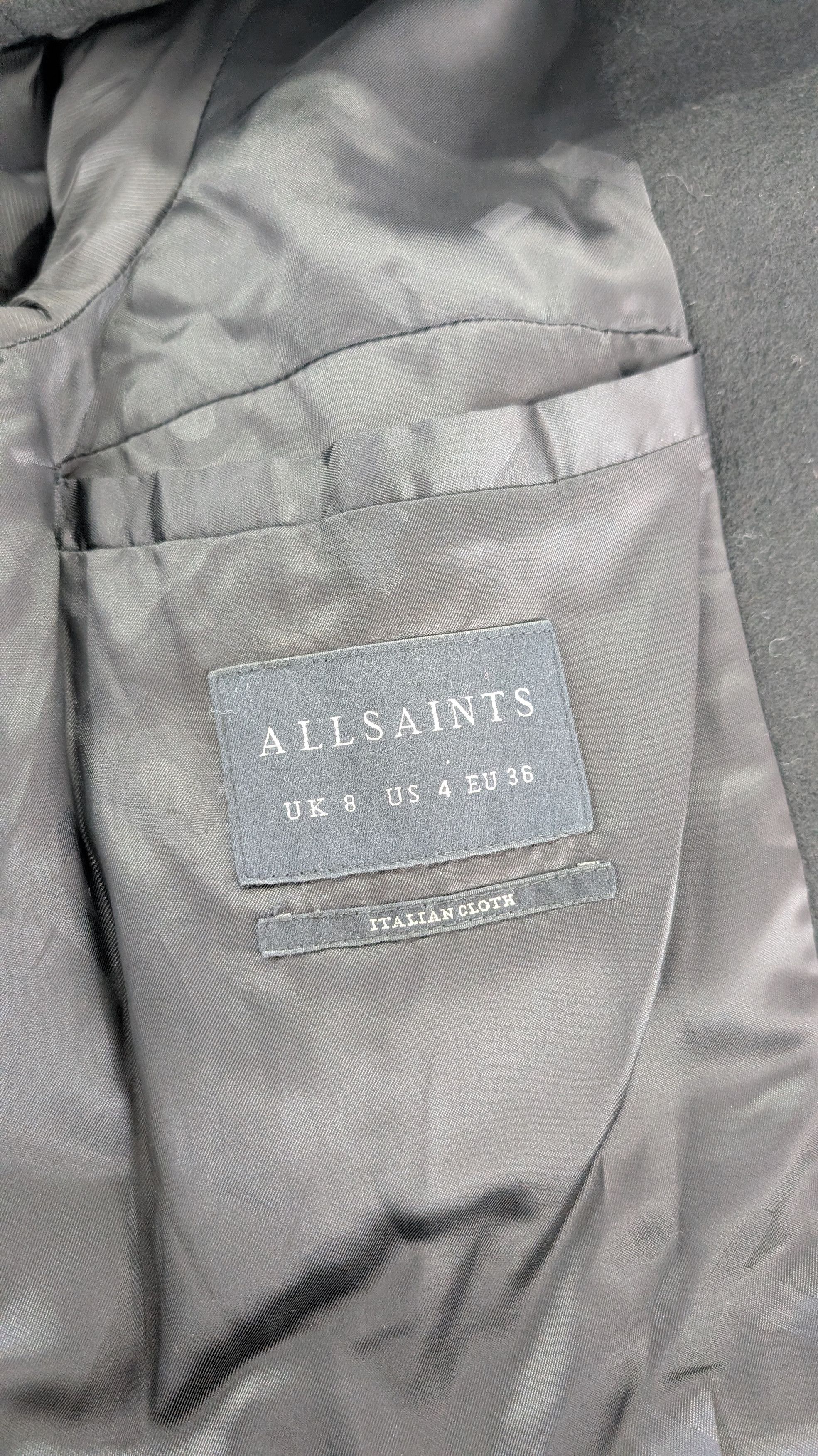 Allsaints AllSaints Mabel Coat Black Oversized Double Breasted Wool Size S / US 4 / IT 40 - 8 Thumbnail