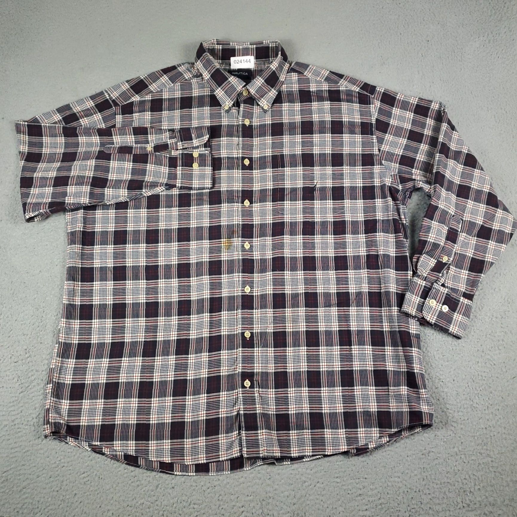 Nautica Nautica Shirt 2XL Plaid Button-Up Long Sleeve Cotton Casual Red/Blue Mens Size US XXL / EU 58 / 5 - 3 Thumbnail