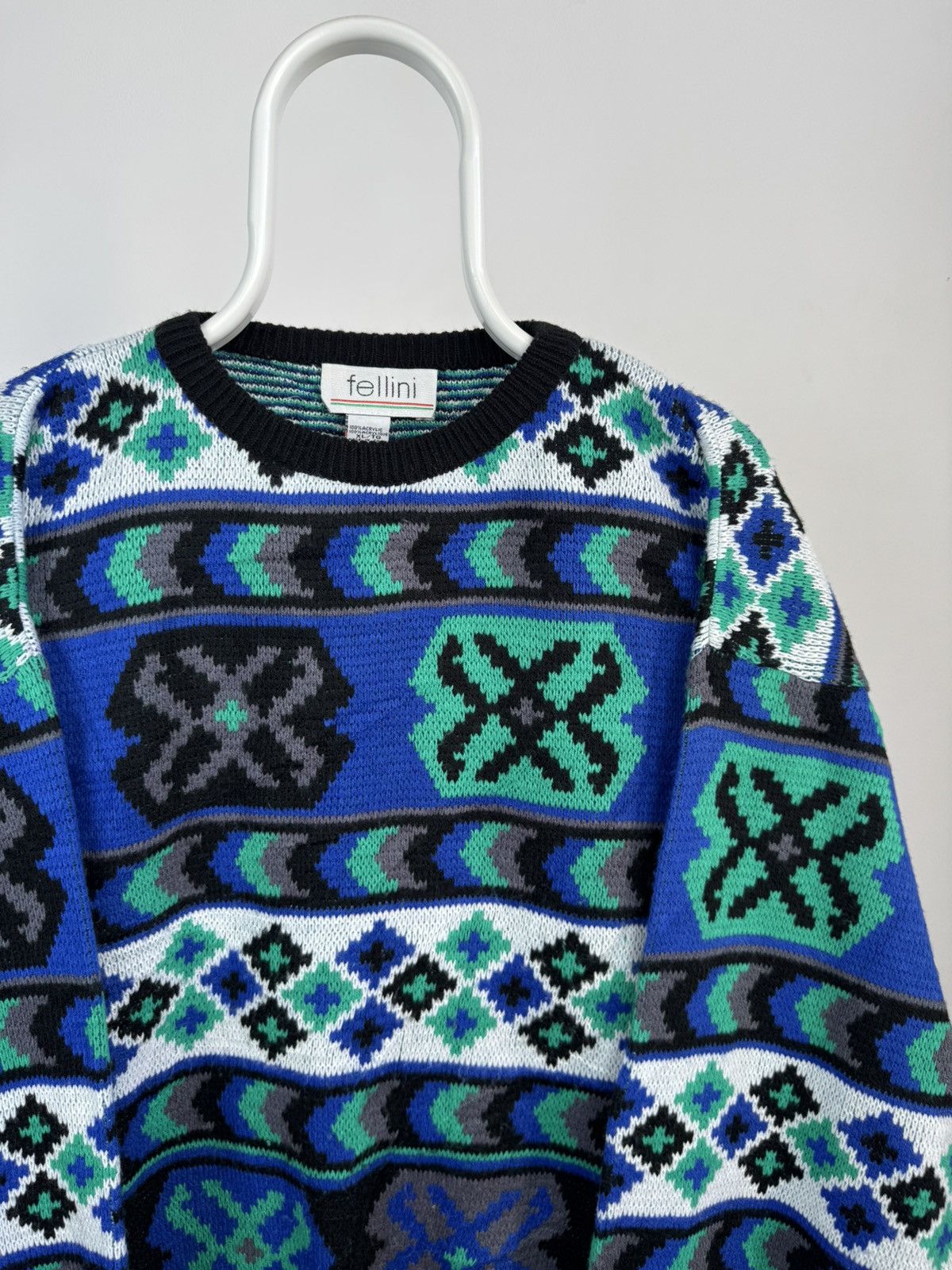 Vintage Vintage Fellini Multicolour Oversized Acrylic Sweater Size US XL / EU 56 / 4 - 2 Thumbnail