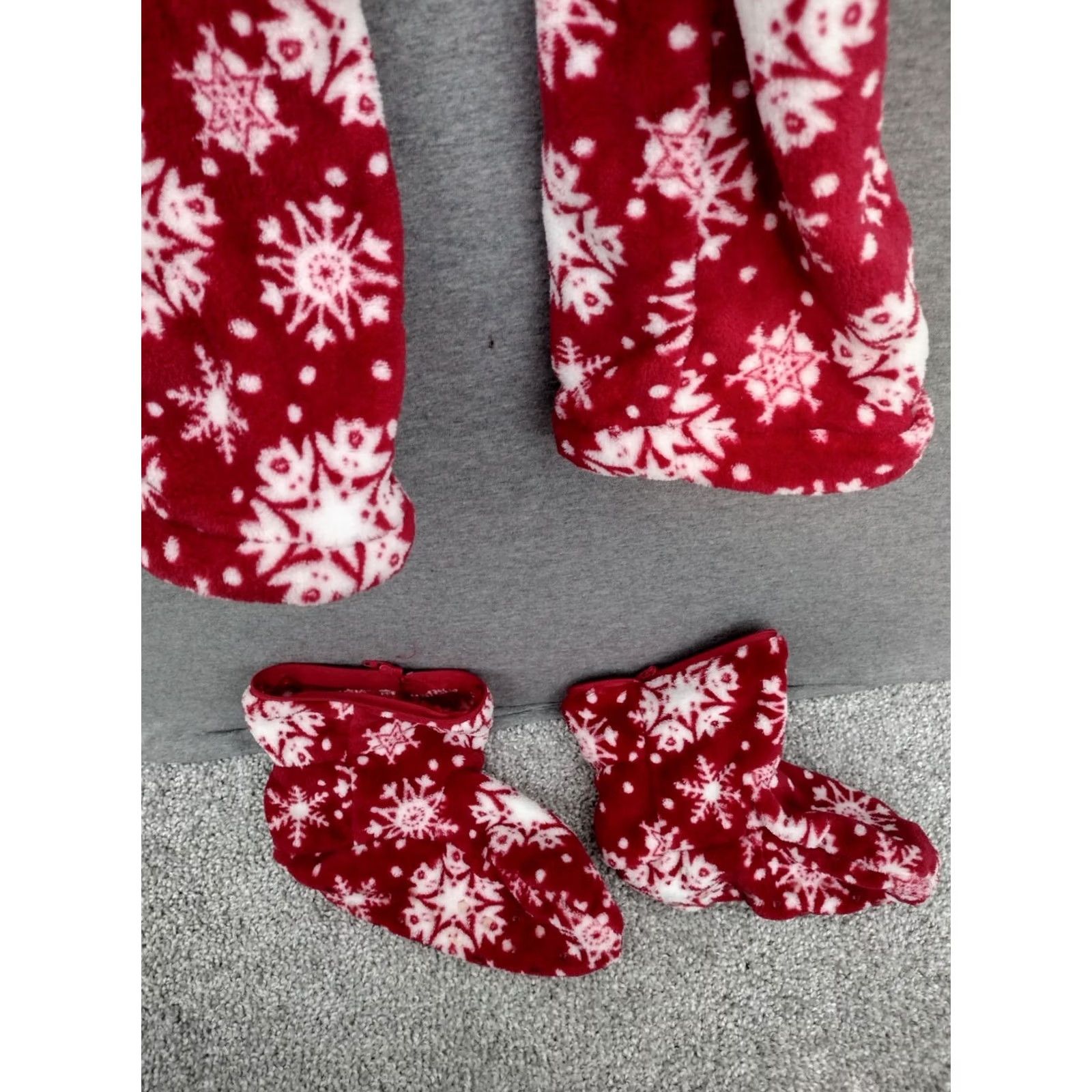 Vintage Alexander Del Rossa Women's Fleece One Piece One Zee Pajamas Footed Red/White S Size ONE SIZE - 4 Thumbnail