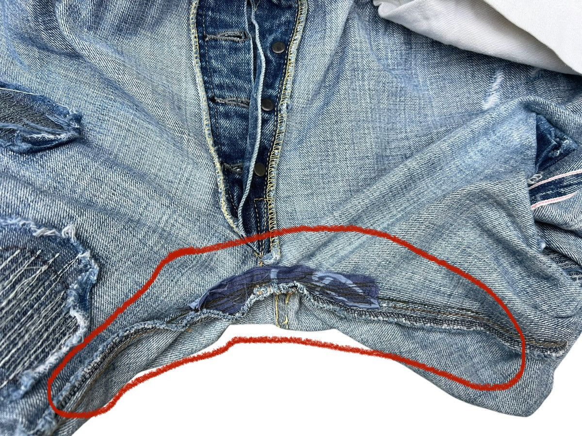 Sugar Cane Trashed Vintage Sugar Cane Distress Denim Selvedge Jeans Size US 33 - 22 Thumbnail