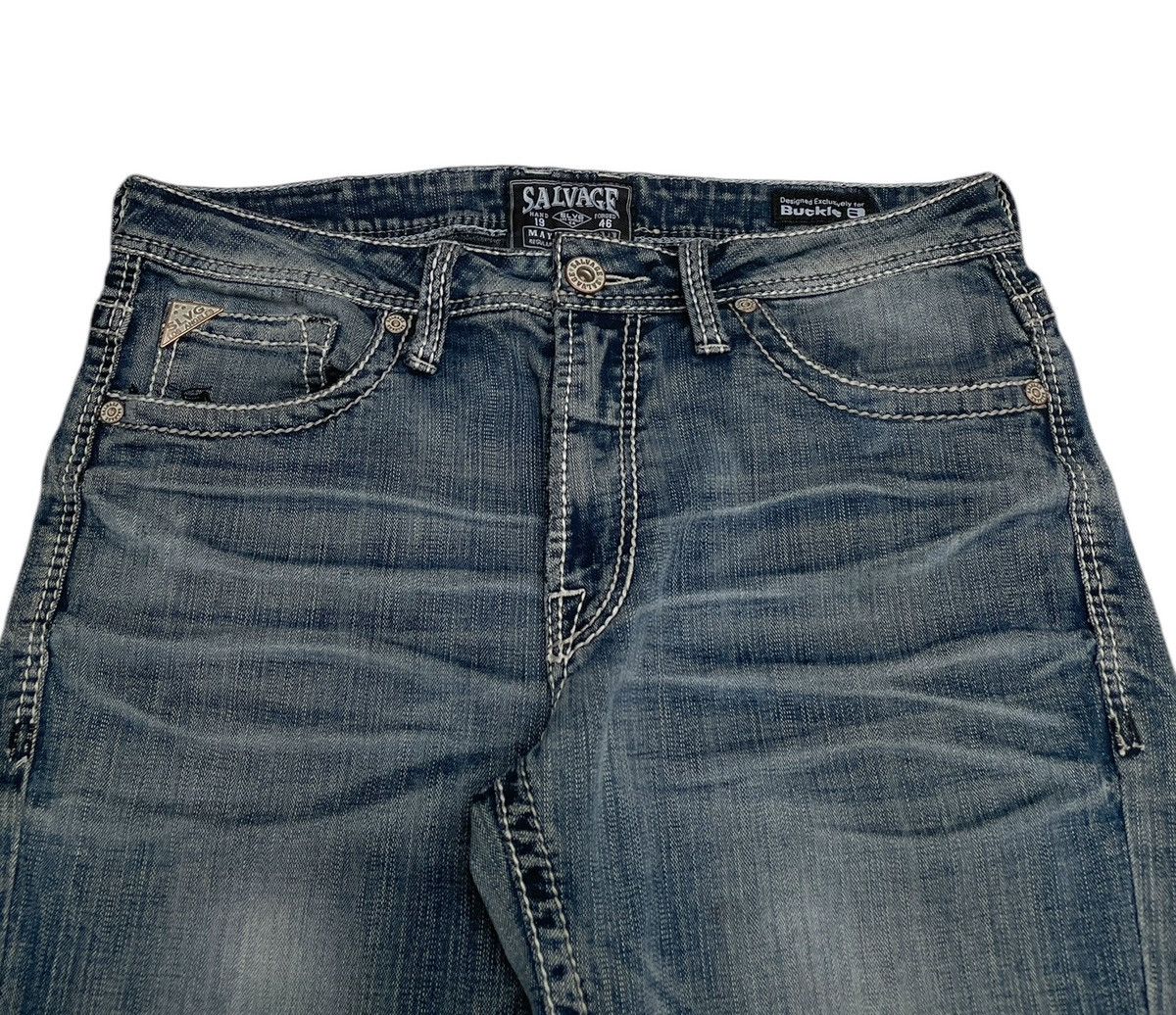 Le Grande Bleu (L.G.B.) Rare Design Vintage Brand Salvage Bootcut Flared Jeans 2000s Size US 35 - 3 Thumbnail