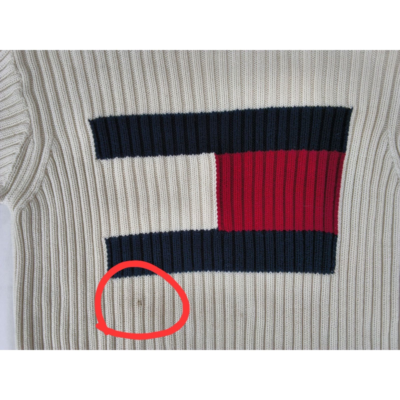 Tommy Hilfiger Tommy Hilfiger Sweater Men's L White Flag Logo 90's Cotton Size US L / EU 52-54 / 3 - 7 Thumbnail