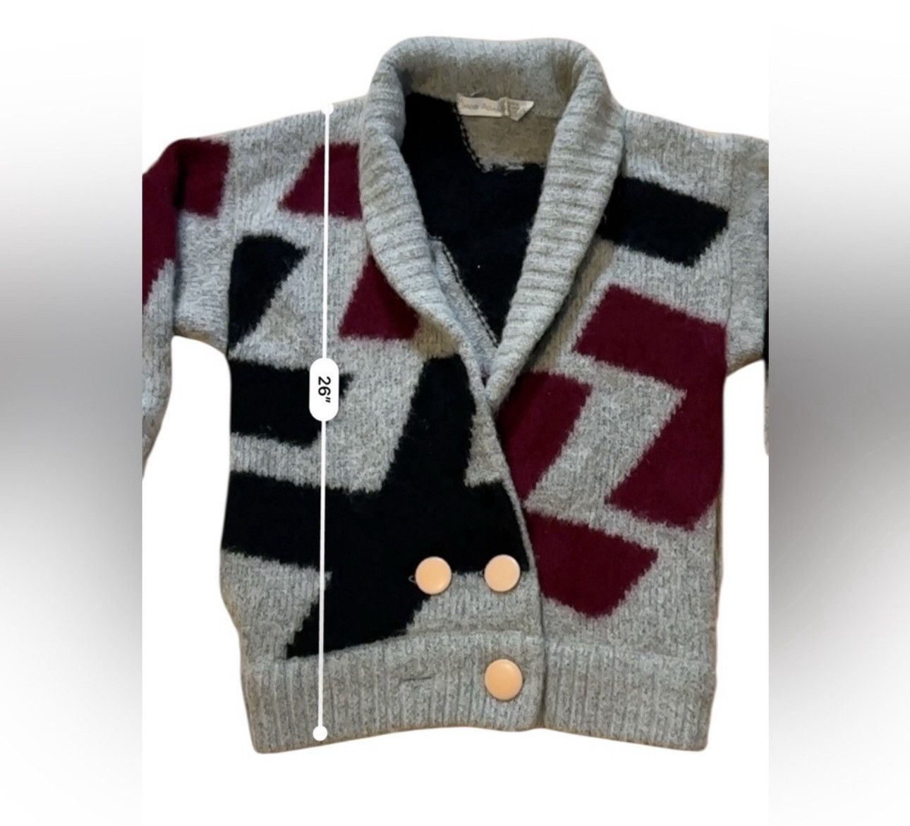 Other VTG Greg Adams Red Black Cross Gray Mohair Cardigan Sweater Size US M / EU 48-50 / 2 - 12 Thumbnail