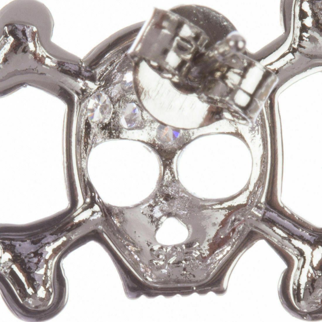 Designer Sterling Silver Skull and Cross Bones Cubic Zirconia Earring Size ONE SIZE - 4 Thumbnail