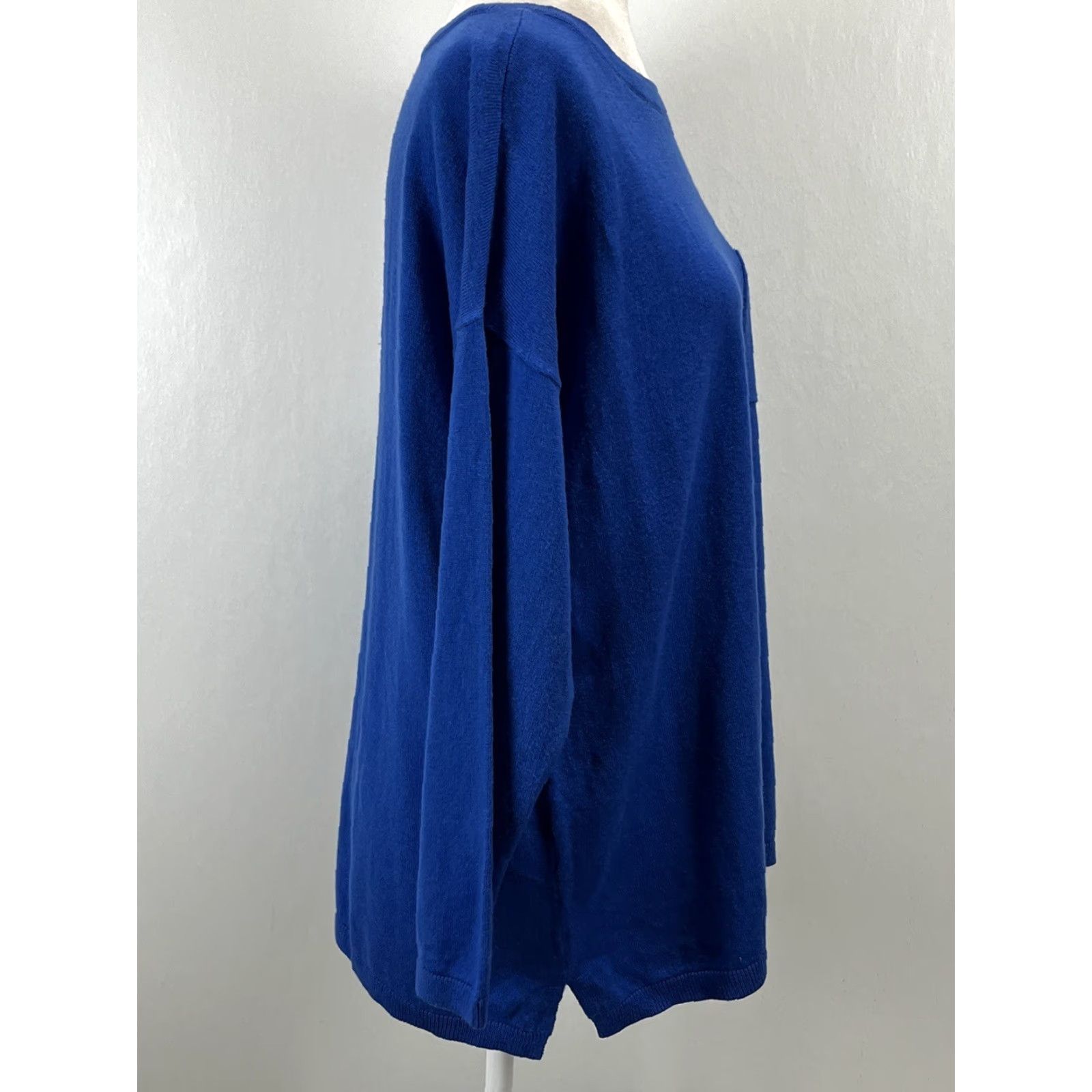 Talbots Talbots Fine Knit Sweater 1XP Plus Petite Blue Wool Cashmere Blend Split Sides Size XL / US 12-14 / IT 48-50 - 4 Thumbnail