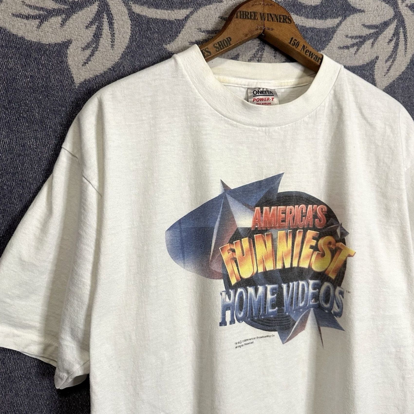 Vintage VINTAGE Oneita Americas Funniest Home Videos AFV White Tee Shirt T-Shirt 90s XL Mens Short Sleeve Crew Neck Cotton Logo 90s Funny Decade Vintage Size US XL / EU 56 / 4 - 2 Thumbnail