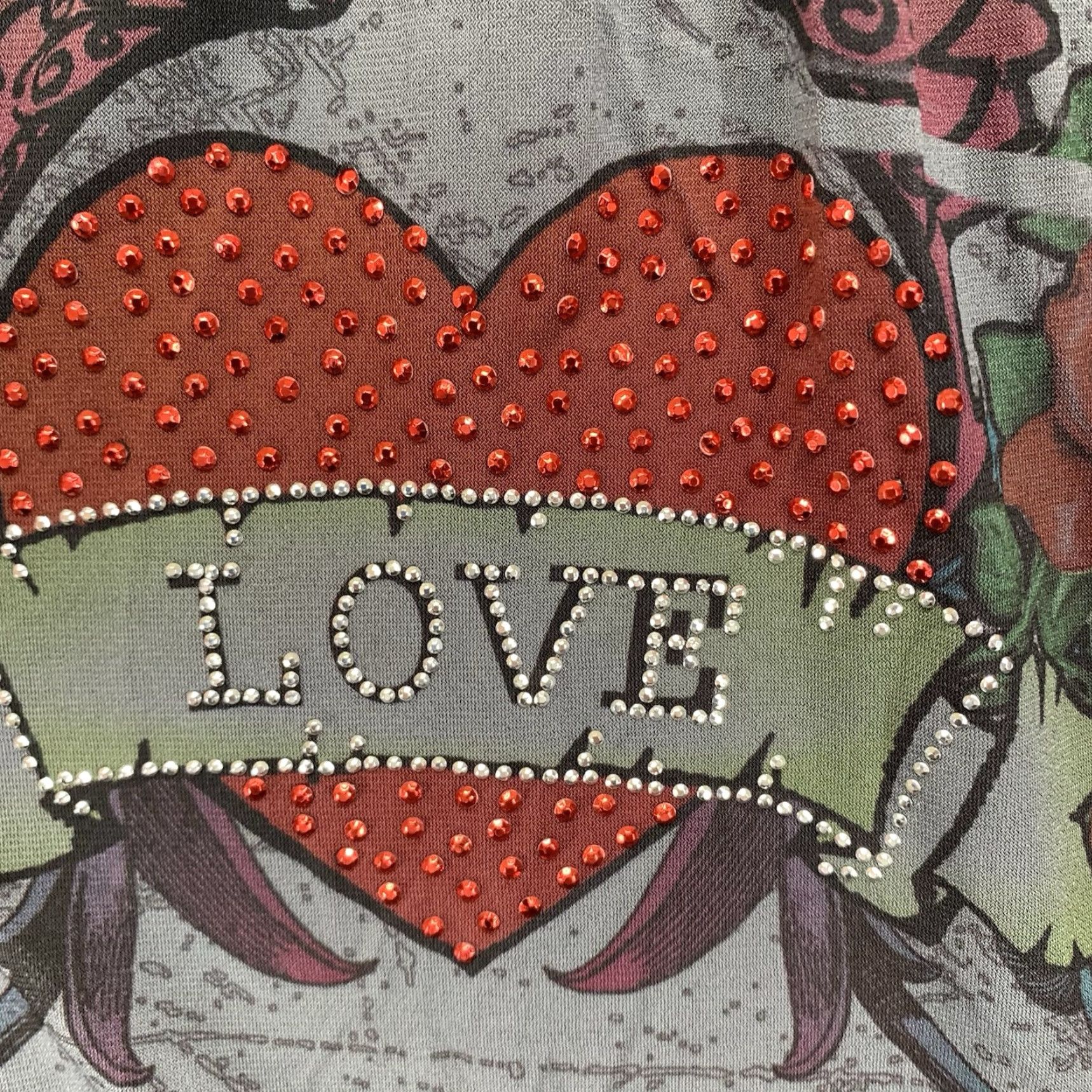 Vintage Vintage 90s y2k Tank Top Small Bling Red Heart Love Queen Grown Roses Soft Size S / US 4 / IT 40 - 2 Thumbnail