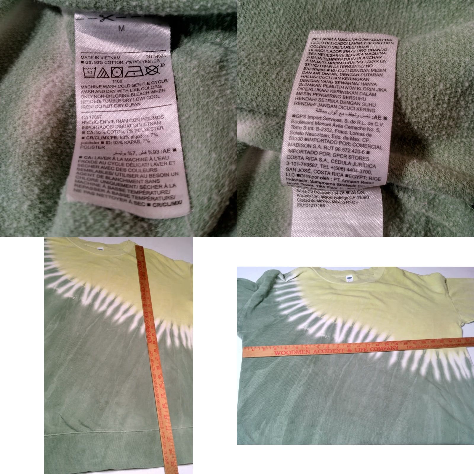 Old Navy OLD NAVY Sweatshirt Tie Dye Women M Green Citrine Hippe Festival Crew Neck Pullover Relaxed Fit Regular Size Medium Ladies Hipster Boho Athleisure Size M / US 6-8 / IT 42-44 - 8 Thumbnail