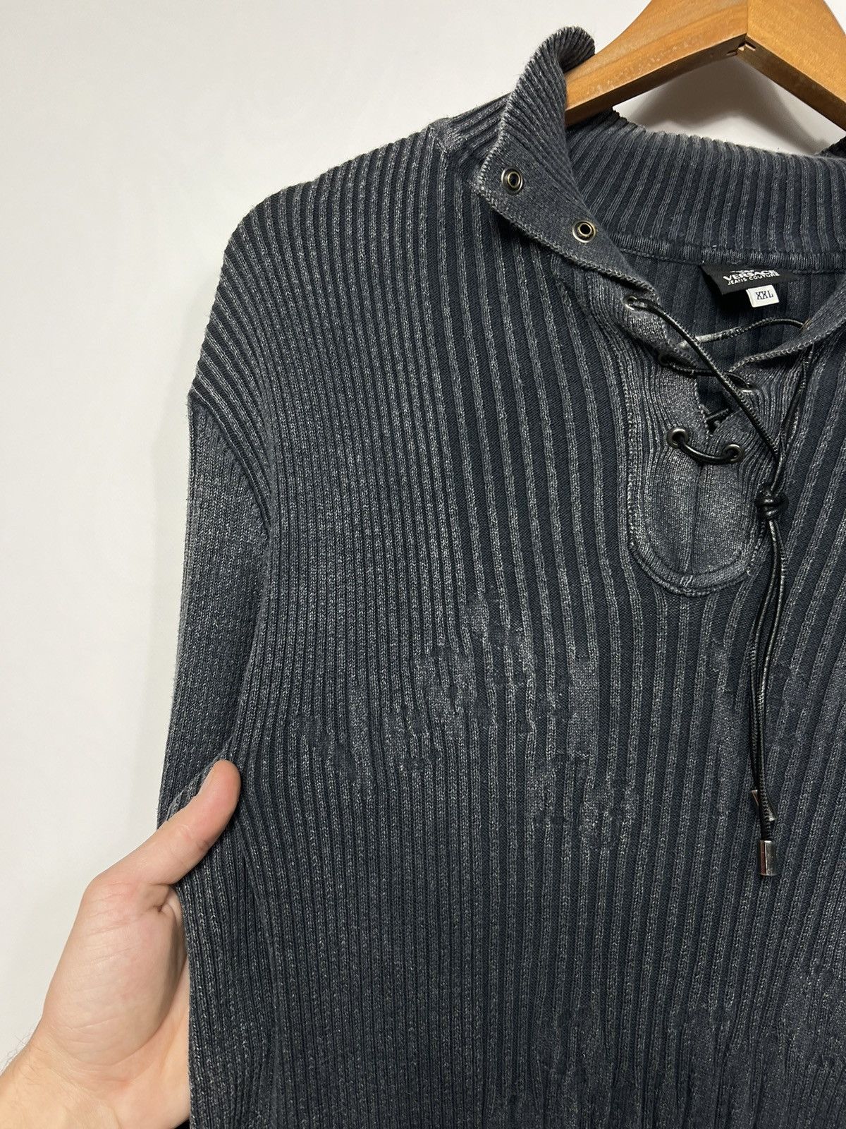 Versace Jeans Couture Rare Versace Ribbed Y2K Avant Garde Sweater With Logo Size US XL / EU 56 / 4 - 10 Thumbnail