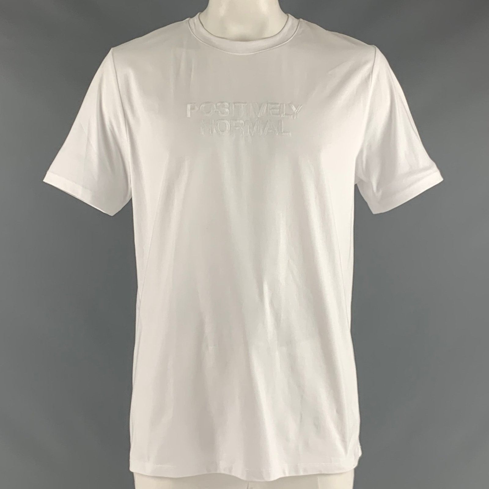 A.P.C. Size XXL White Embroidery Cotton Crew-Neck T-shirt