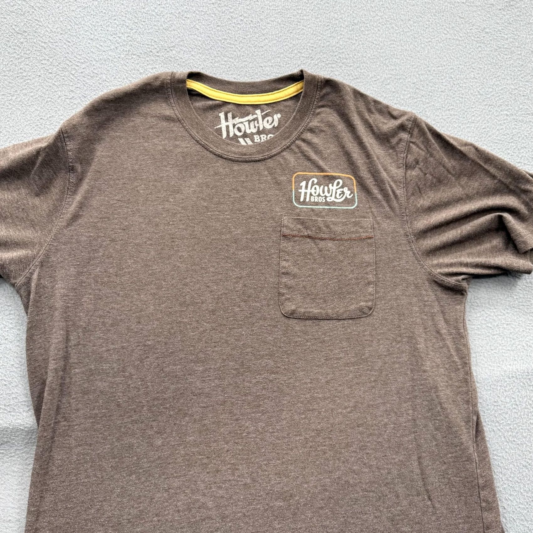 Vintage Howler Bros Mens Medium Brown Pocket Heed The Call Graphic Tee Tagless Shirt Size US M / EU 48-50 / 2 - 8 Thumbnail