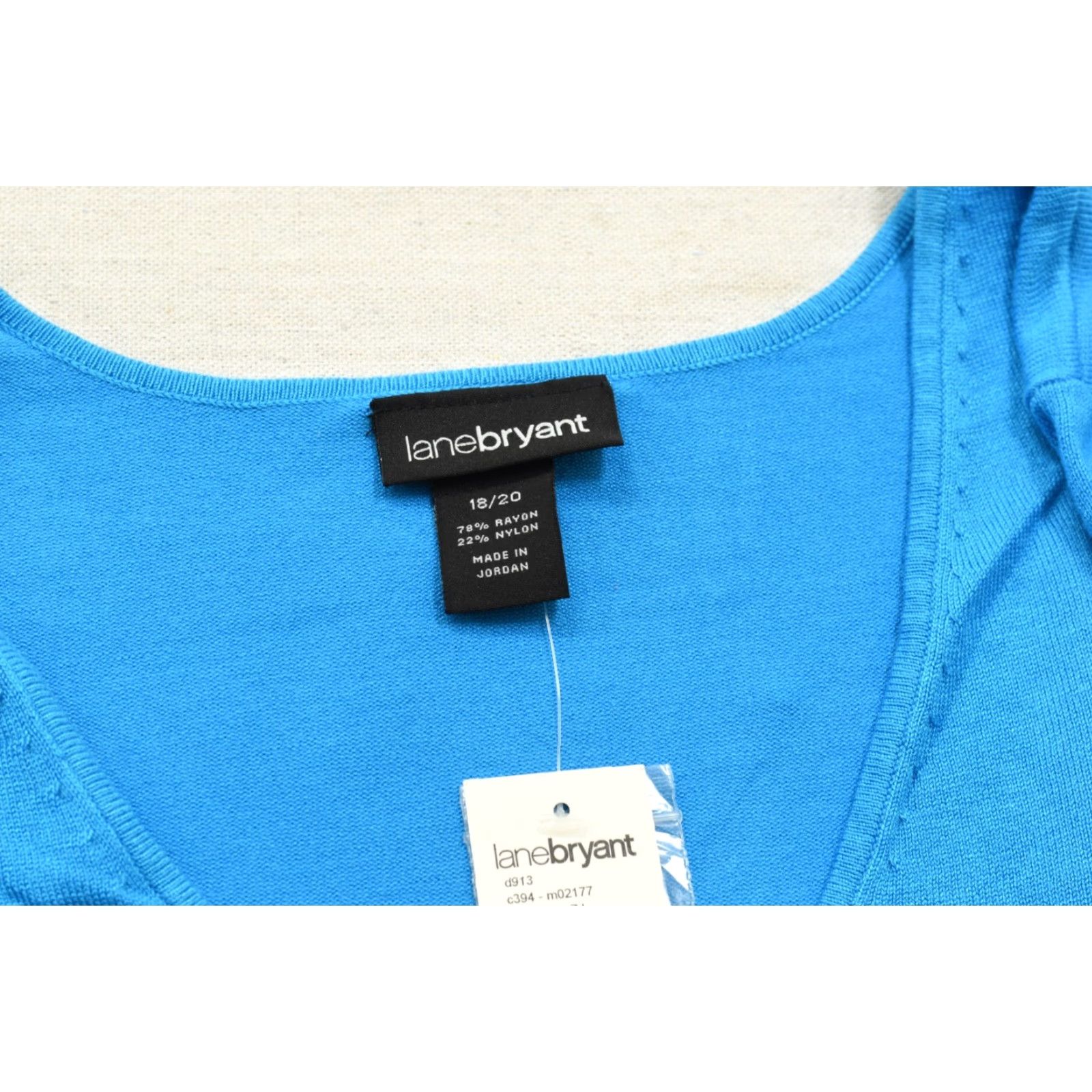 Vintage Lane Bryant Women’s Plus Size 18/20 Blue V-Neck Long Sleeve Sweater Button Cuff Pullover Knit 100% Rayon Casual Fall Winter Spring M/Womens Size XXL / US 16-18 / IT 52-54 - 8 Thumbnail