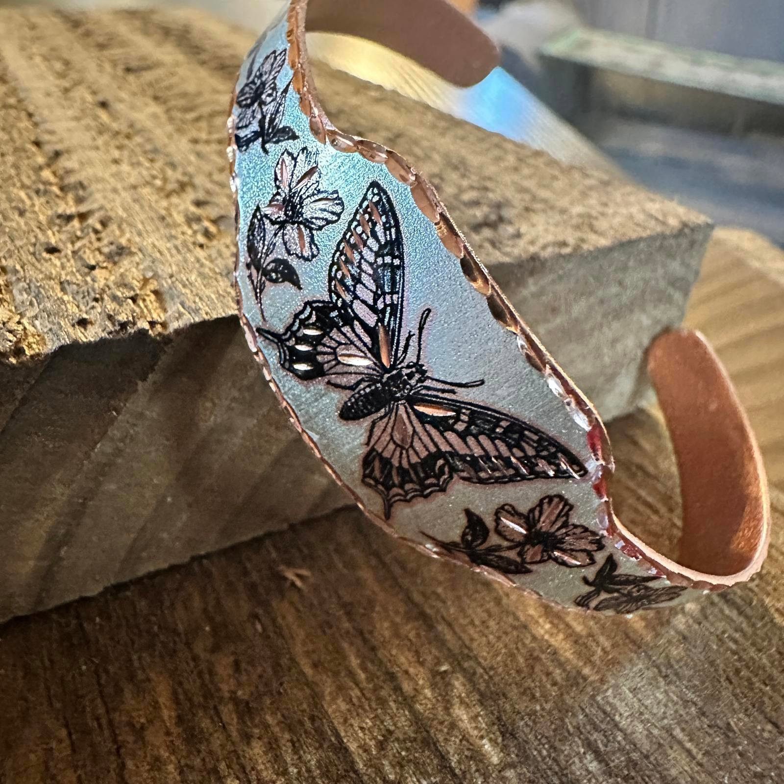 Other Boho Copper Diamond Cut Elegant Butterfly Cuff Bracelet ,Gif Size ONE SIZE - 6 Thumbnail