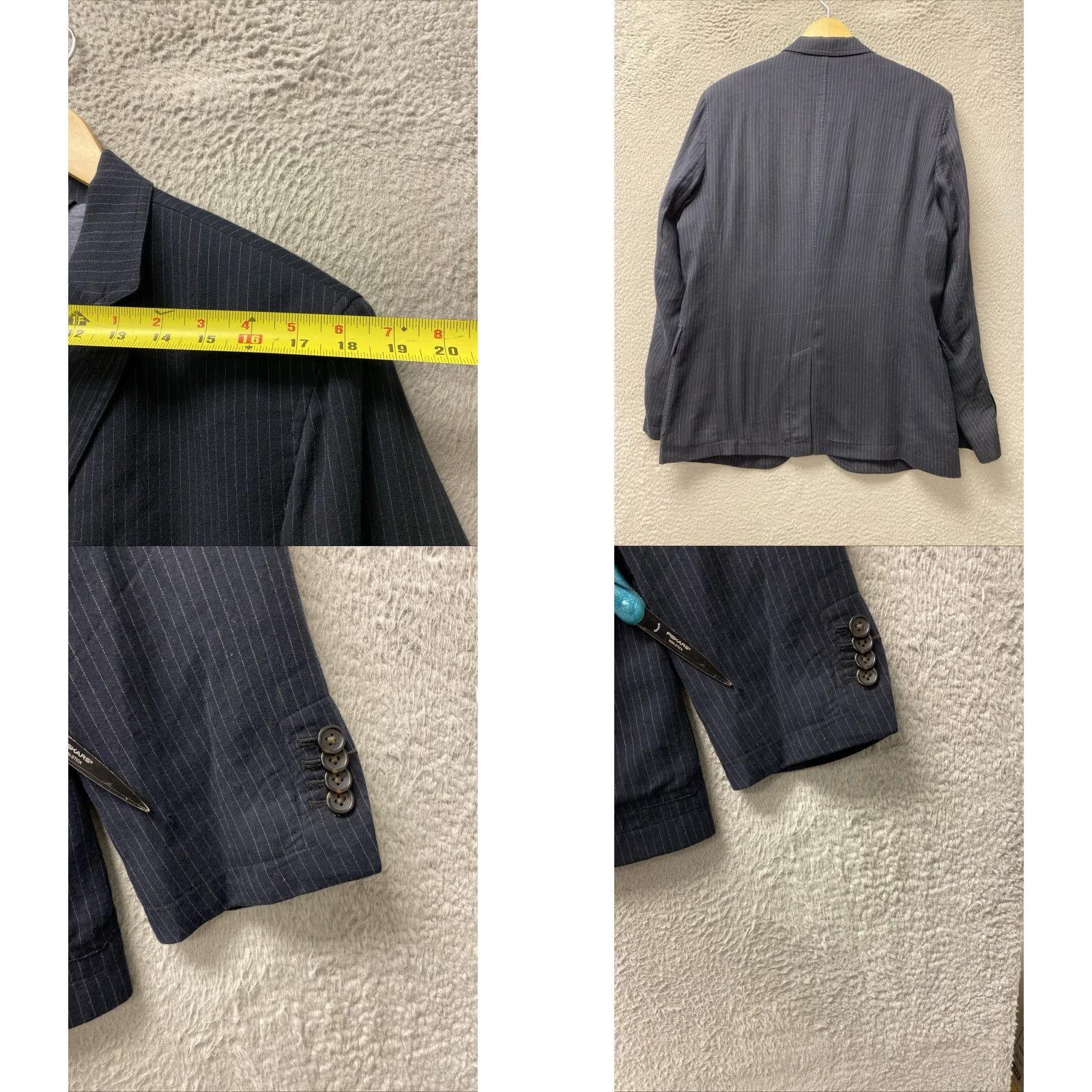 Banana Republic VINTAGE Banana Republic Blazer Jacket Men 42R Black Brown Striped Three-Button Front Four-Button Sleeve Notch Lapel Single-Vented 0462 Size 42R - 8 Thumbnail