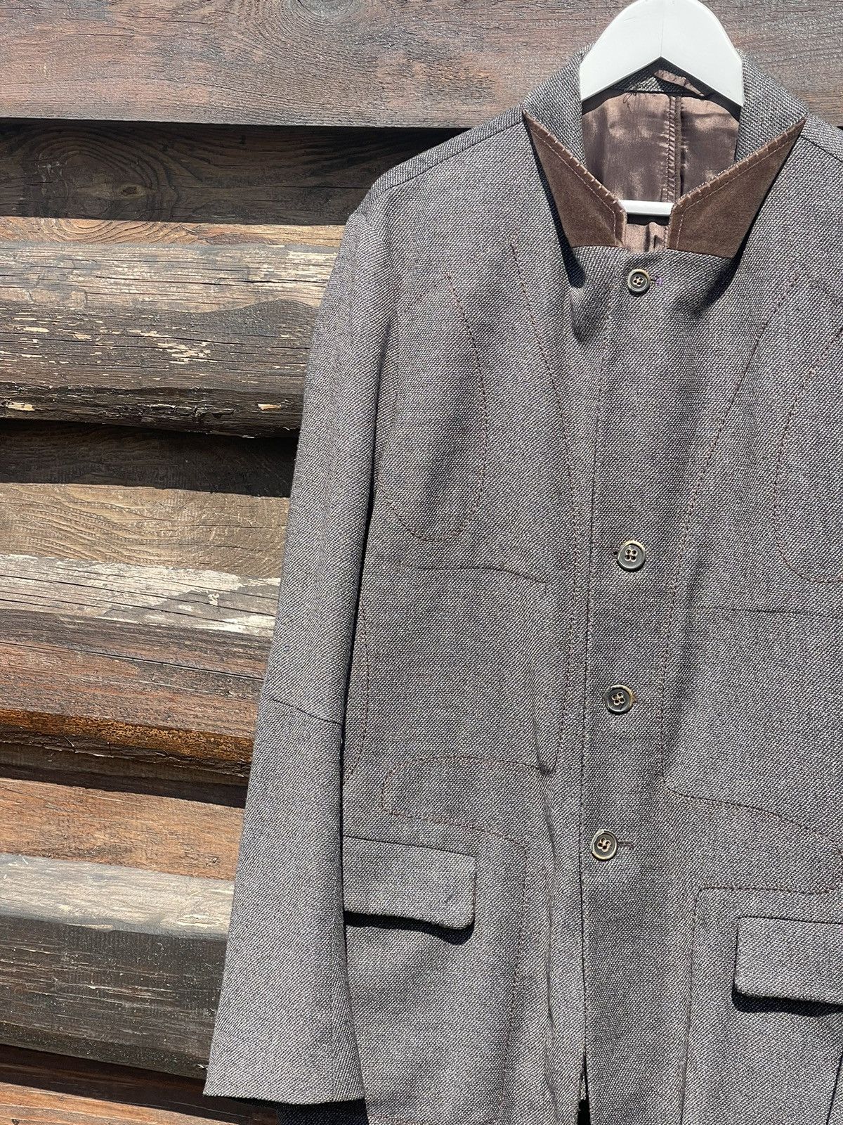 Marithe + Francois Girbaud Marithe Francois Girbaud grey pattern wool blazer jacket Size 54R - 3 Thumbnail