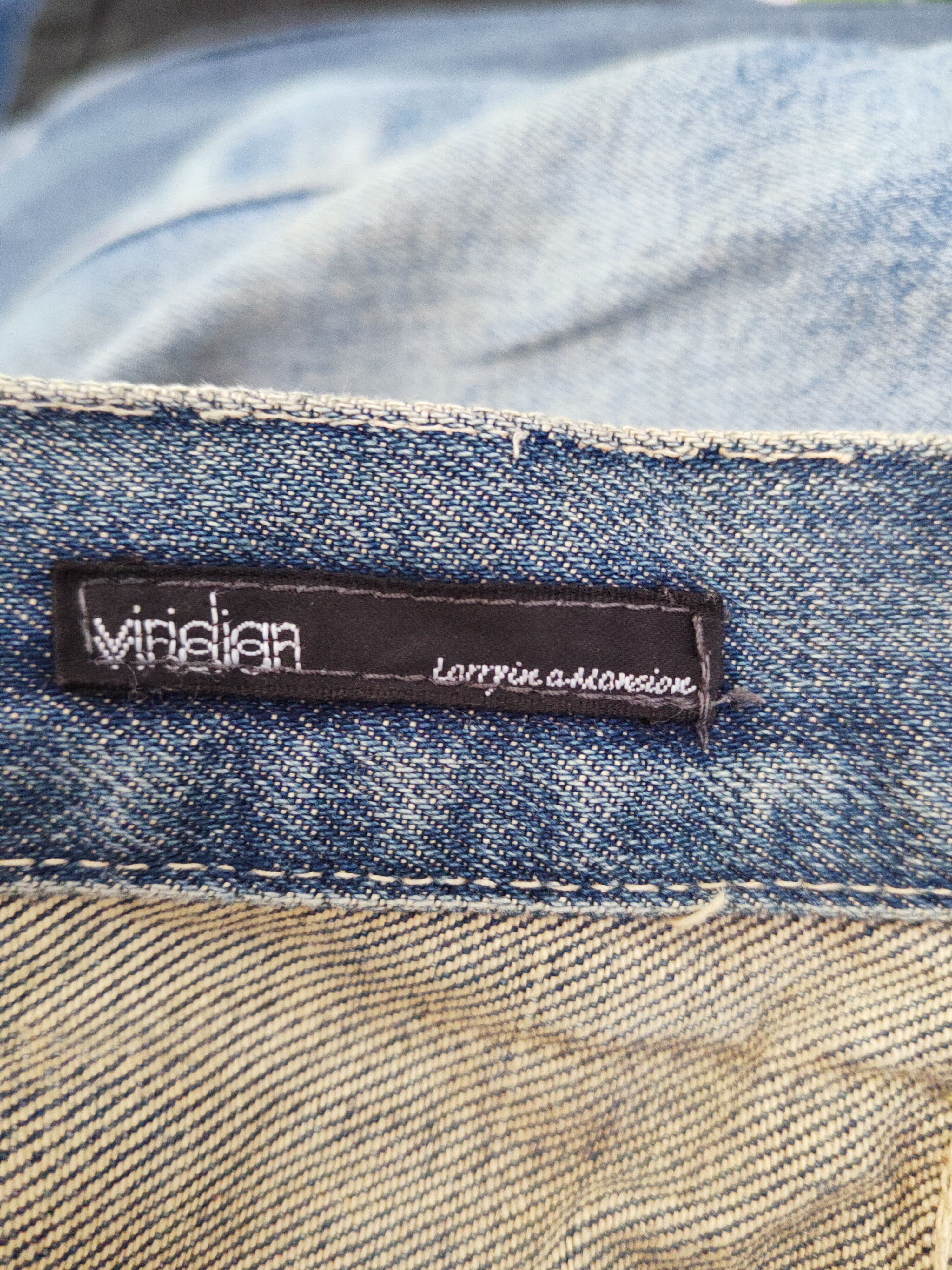 Japanese Brand Viridian Dark Blue Faded Distressed Ripped Jeans #W615 Size 31" - 18 Thumbnail