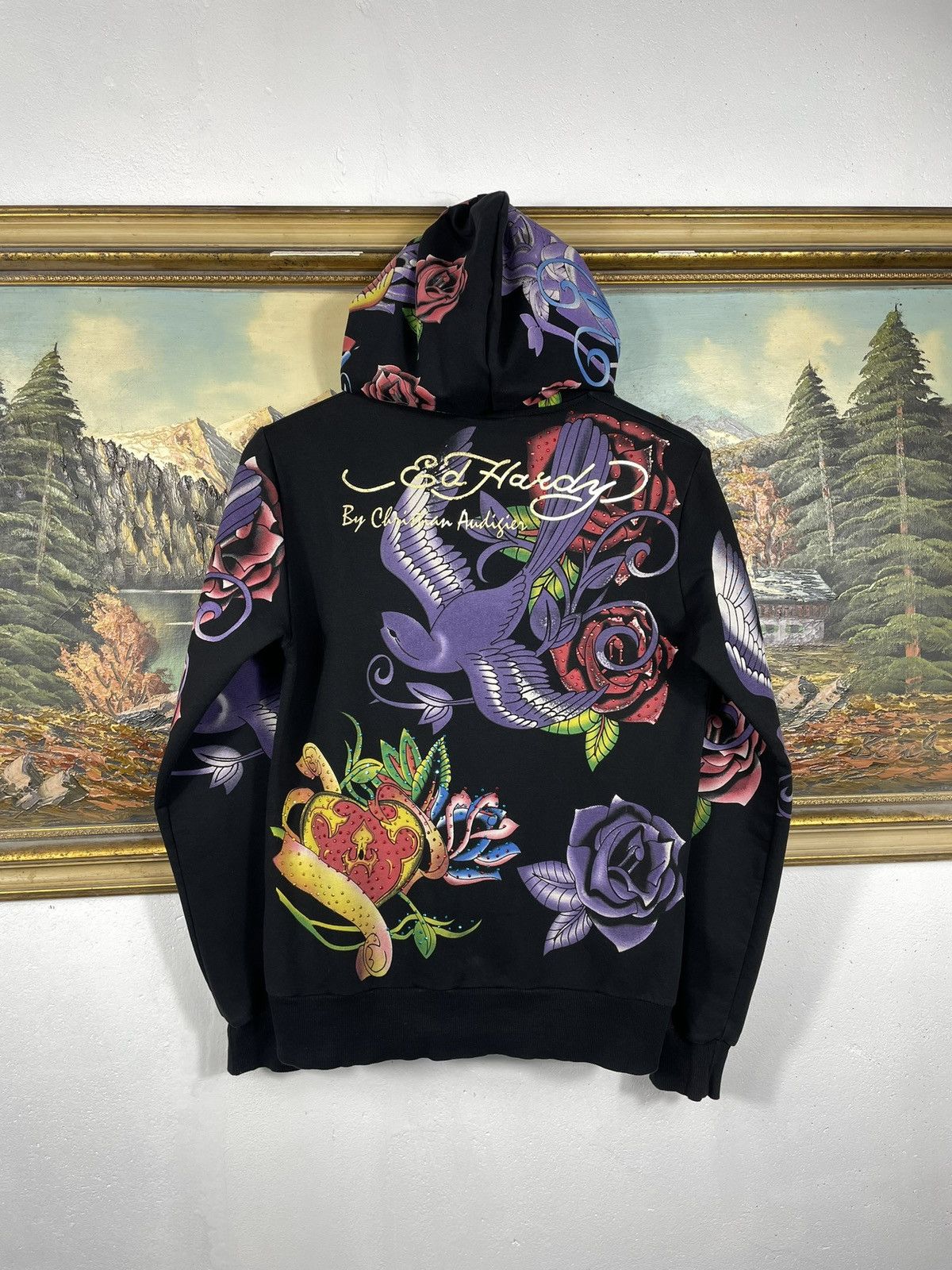 Christian Audigier Ed Hardy Retro 00s Hoodie With Crystals Affliction Grunge Size S / US 4 / IT 40 - 2 Thumbnail