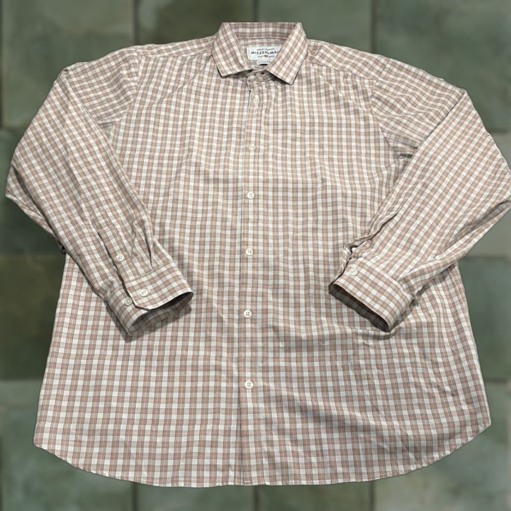 Mizzen+Main Mizzen + Main Mens Button-Up Shirt XXL Brown L/S Stretch Plaid Regular Fit Adult Men's Clothing Size US XXL / EU 58 / 5 - 1 Thumbnail