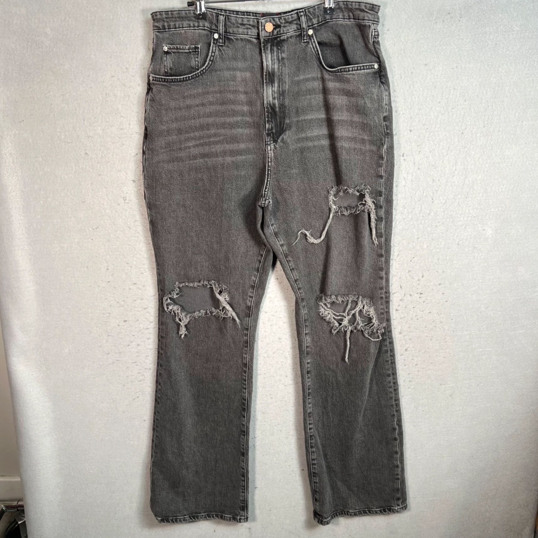 Bdg BDG Urban Outfitters Gray Distressed High-Rise Flare Jeans Womens Size 34 Size 24" / US 00 / IT 34 - 2 Thumbnail