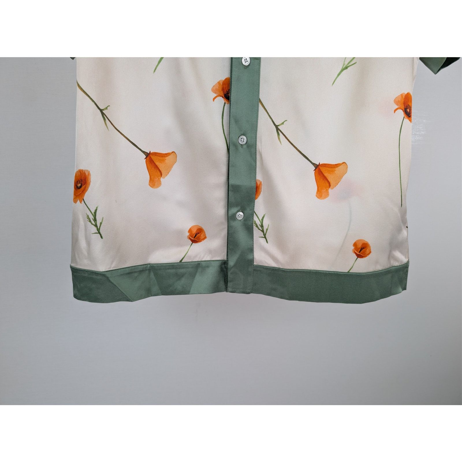 Nahmias o1rshd1 CC20 Colorblock Poppy Short Sleeve Silk Shirt Ivory Size US M / EU 48-50 / 2 - 4 Thumbnail